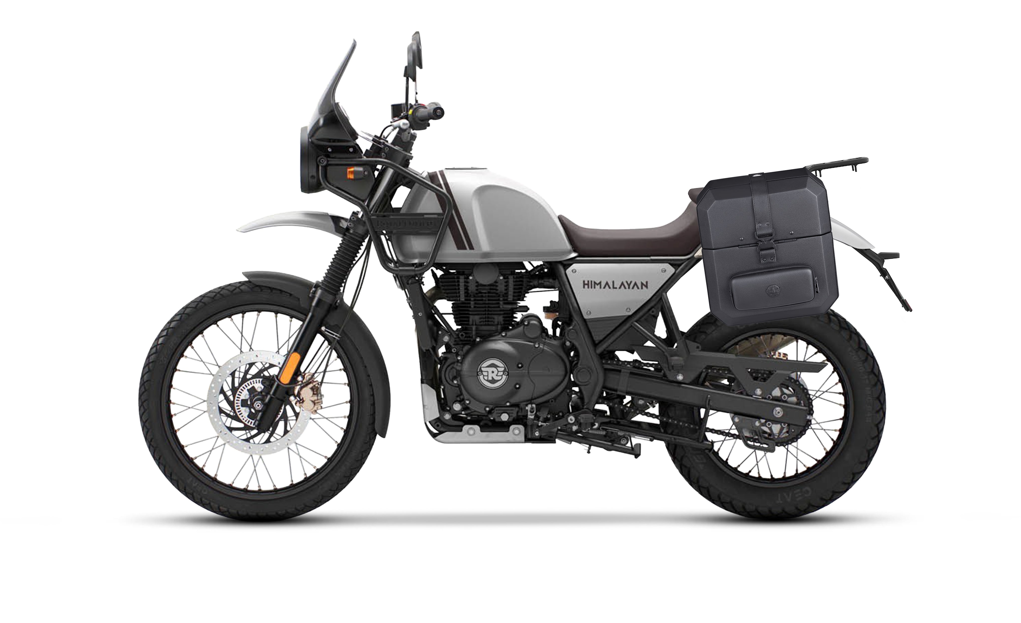 15L - Outlaw Quick Mount Medium Royal Enfield Himalayan 410 Hard Solo Saddlebag (Left Only) Bag on Bike @expand