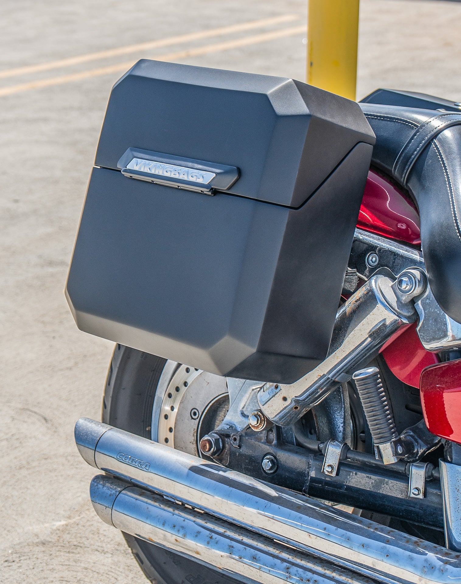 15L - Outlaw Quick-Mount Medium Honda VTX 1300 C Matte Hard Solo Saddlebag (Right Only) Vertical Lifestyle