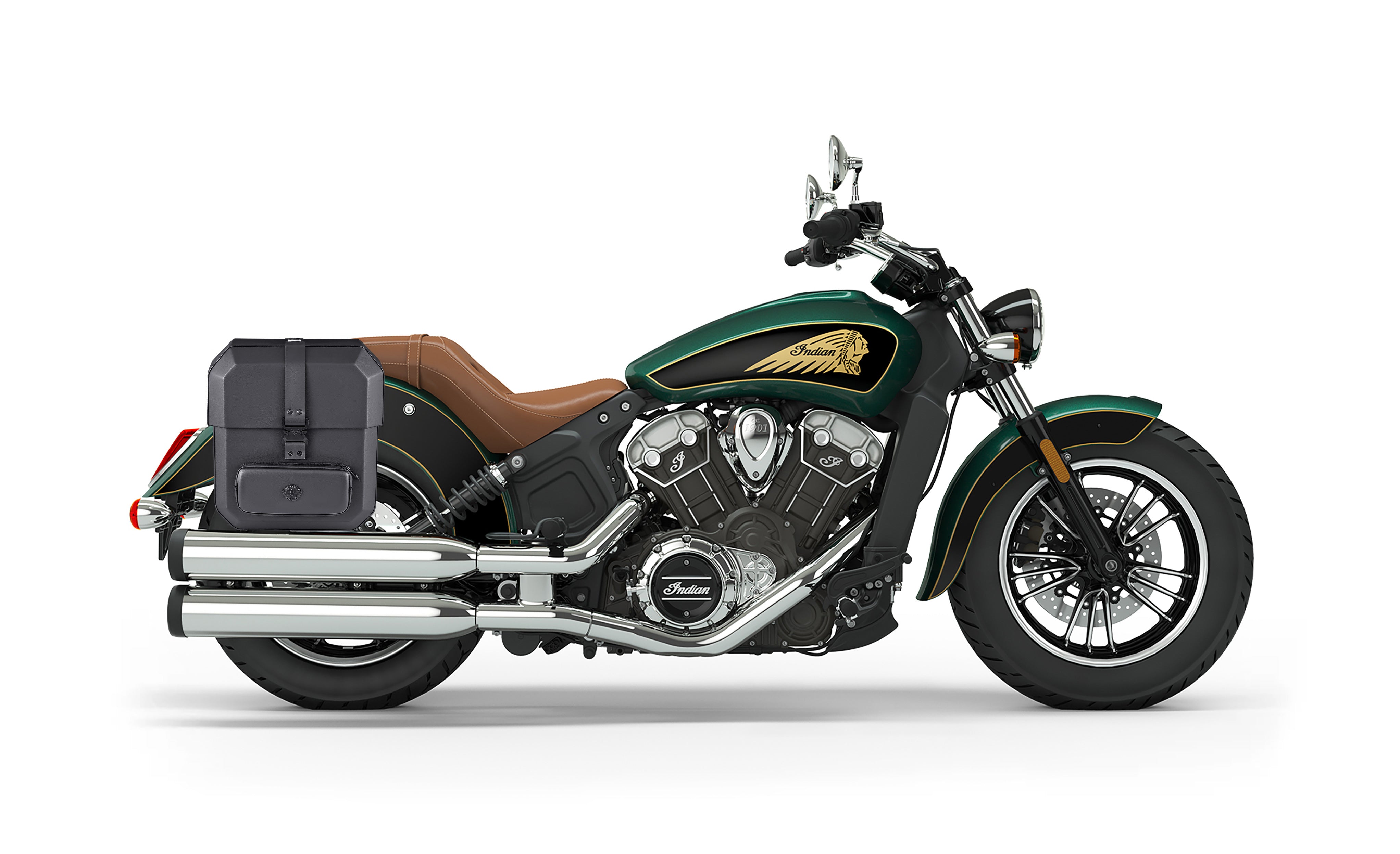 15L - Outlaw Quick Mount Medium Indian Scout Hard Solo Saddlebag (Right Only) Bag on Bike @expand