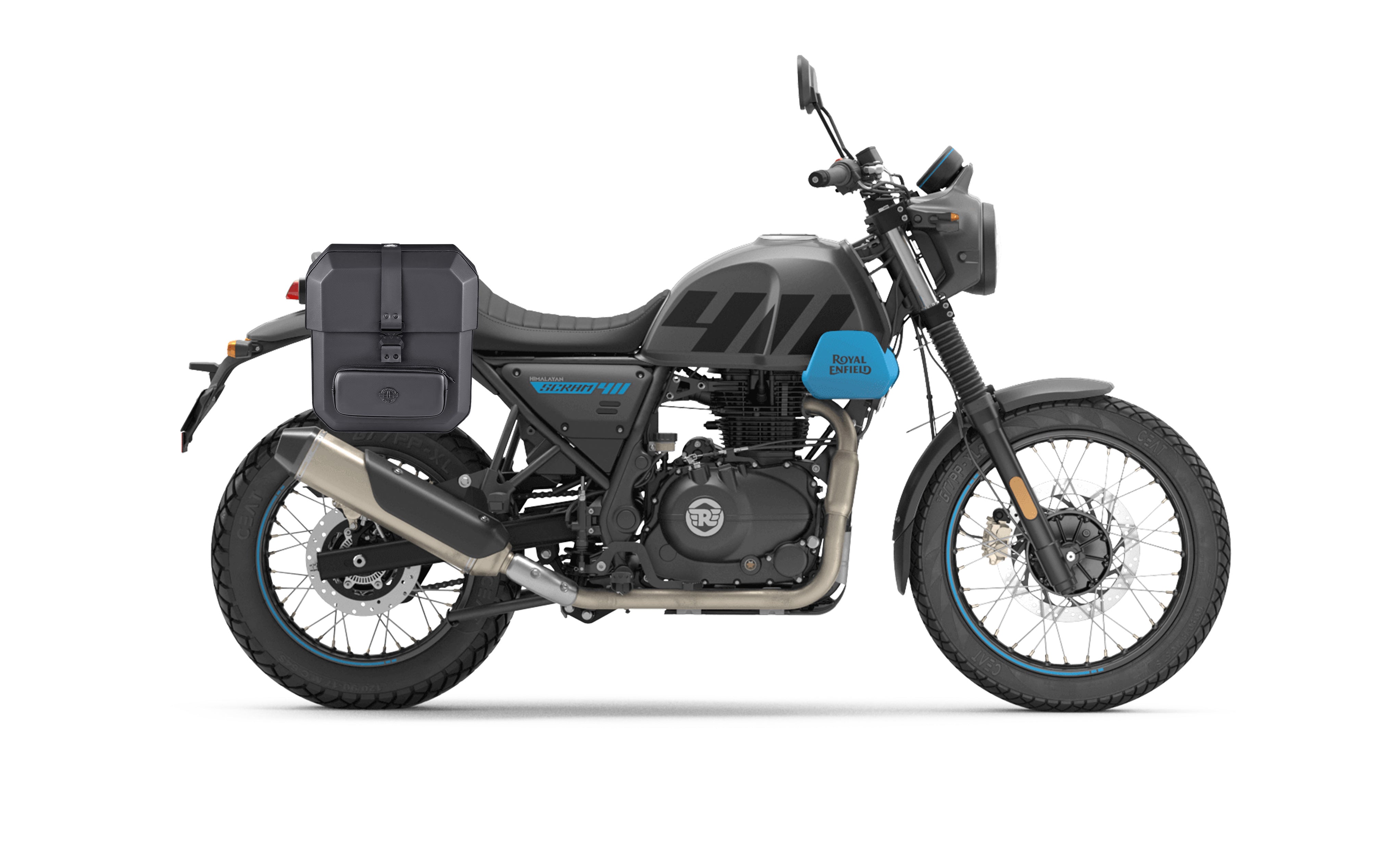 15L - Outlaw Quick Mount Medium Royal Enfield Himalayan Scram 411 Hard Solo Saddlebag (Right Only) Bag on Bike @expand