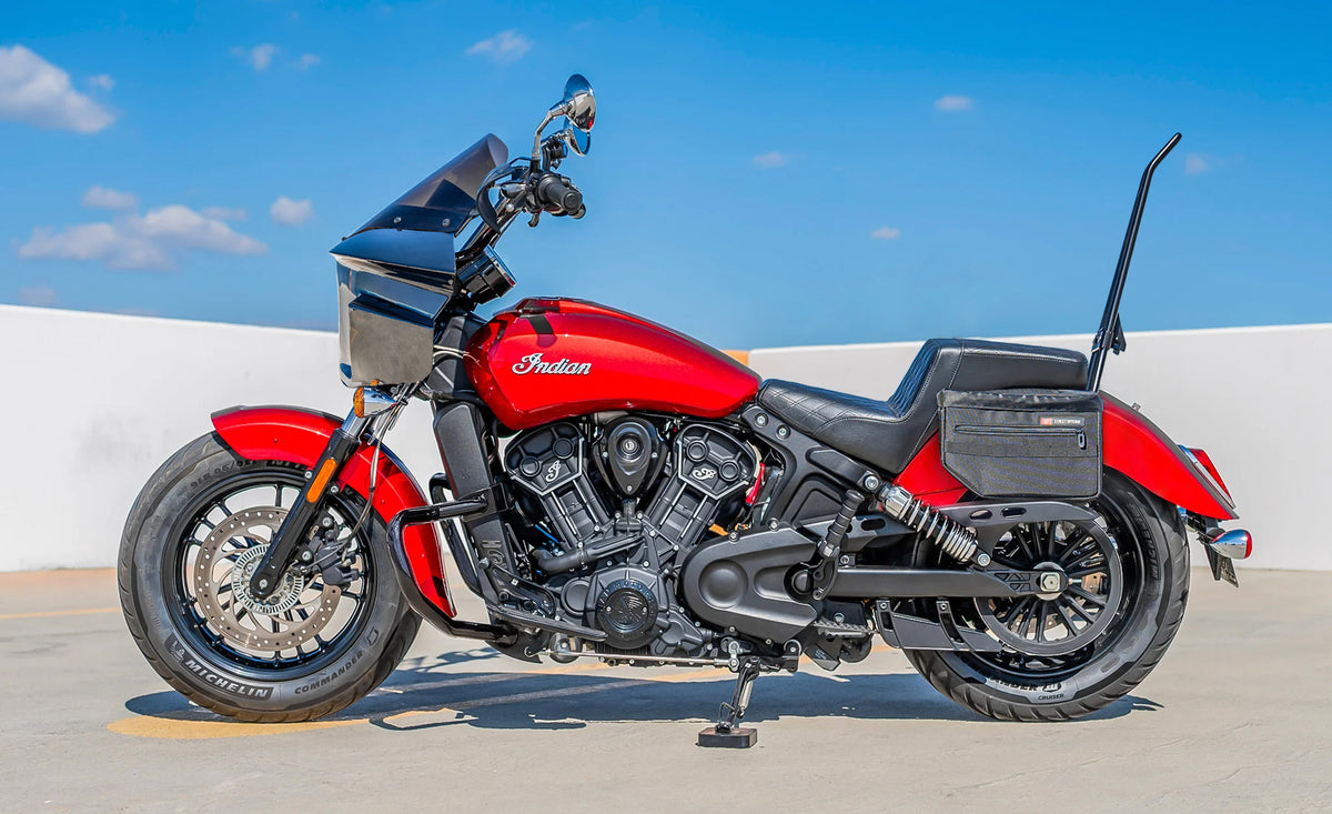 18L - Patriot Medium Indian Scout Sixty Classic 2025+ Motorcycle Throw Over Saddlebags Lifestyle @expand