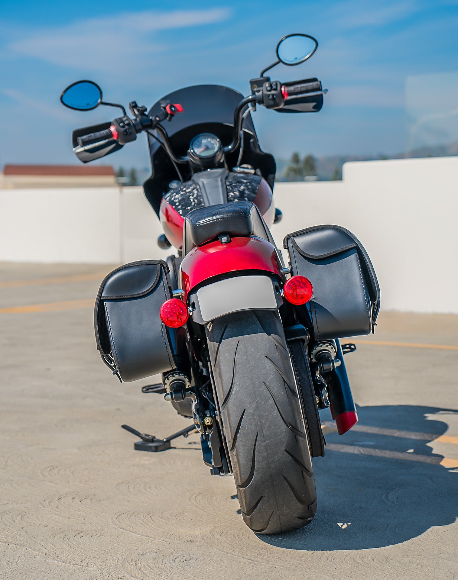 25L - SpiritBlade Large Indian Sport Chief Leather Motorcycle Saddlebags Lifestyle