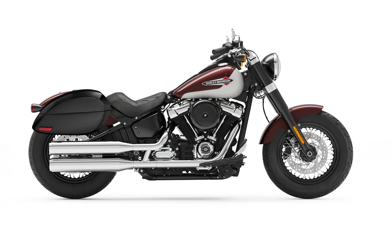 28L - Phantom Large Matte Hard Saddlebags For Harley Softail Slim FLSL on Bike Photo @expand