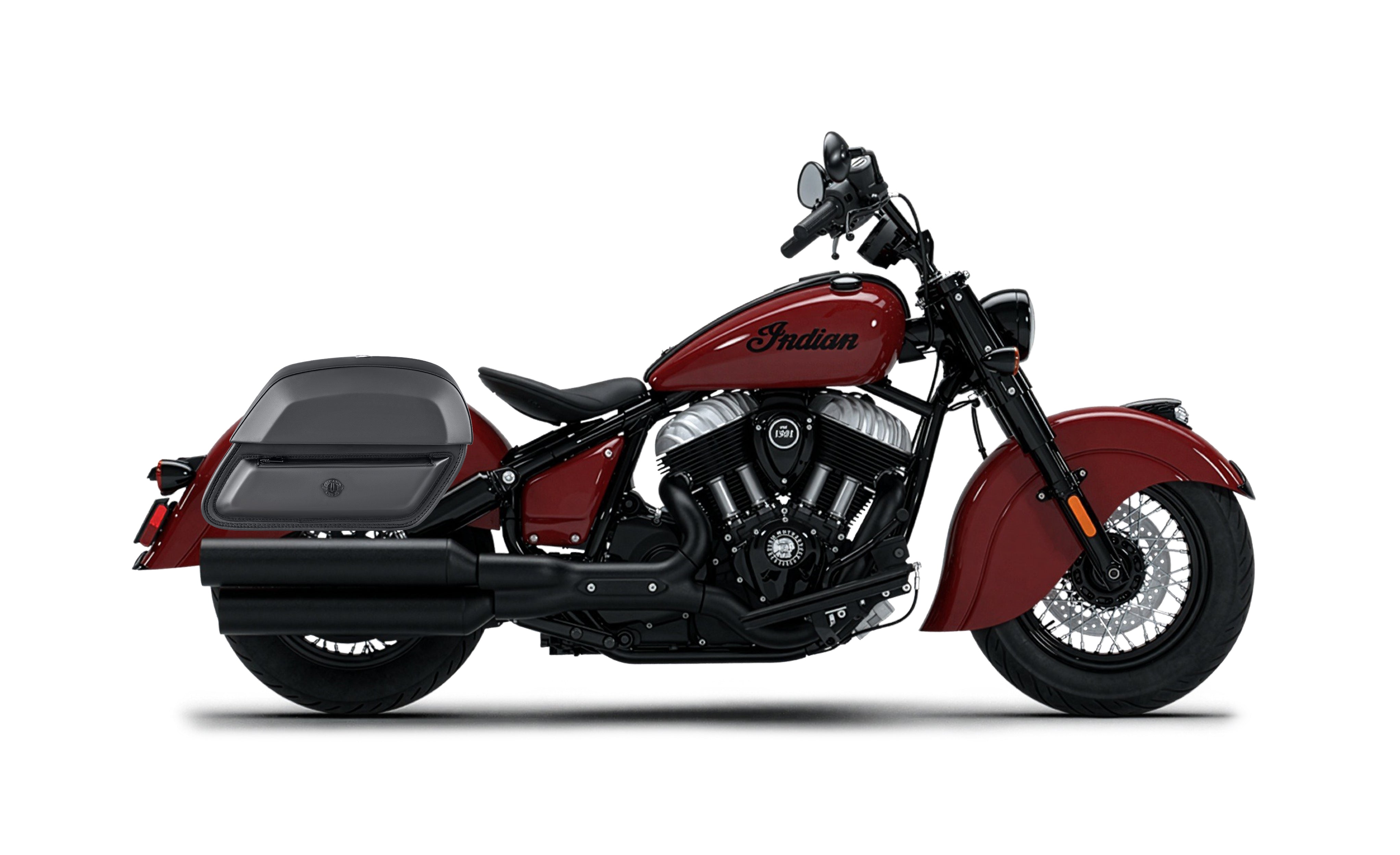 28L - Pantheon Medium Quick-Mount 2026 Indian Chief Vintage Motorcycle Saddlebags Bag on Bike @expand