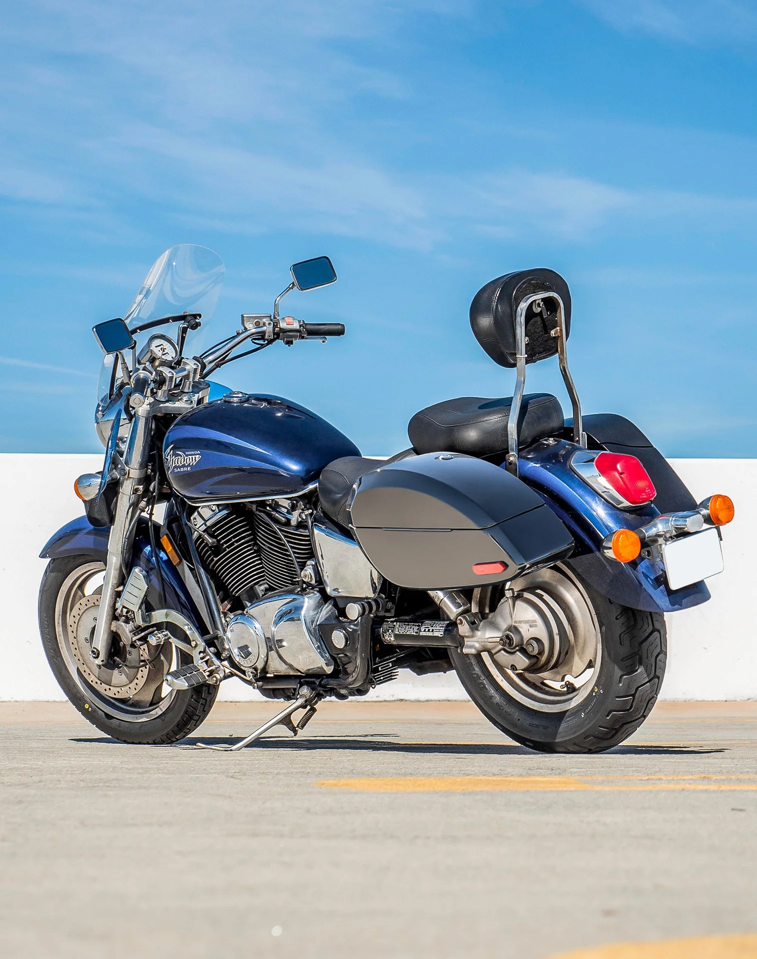 28L - Phantom Large Honda Shadow 1100 Sabre Painted Hard Saddlebags Lifestyle