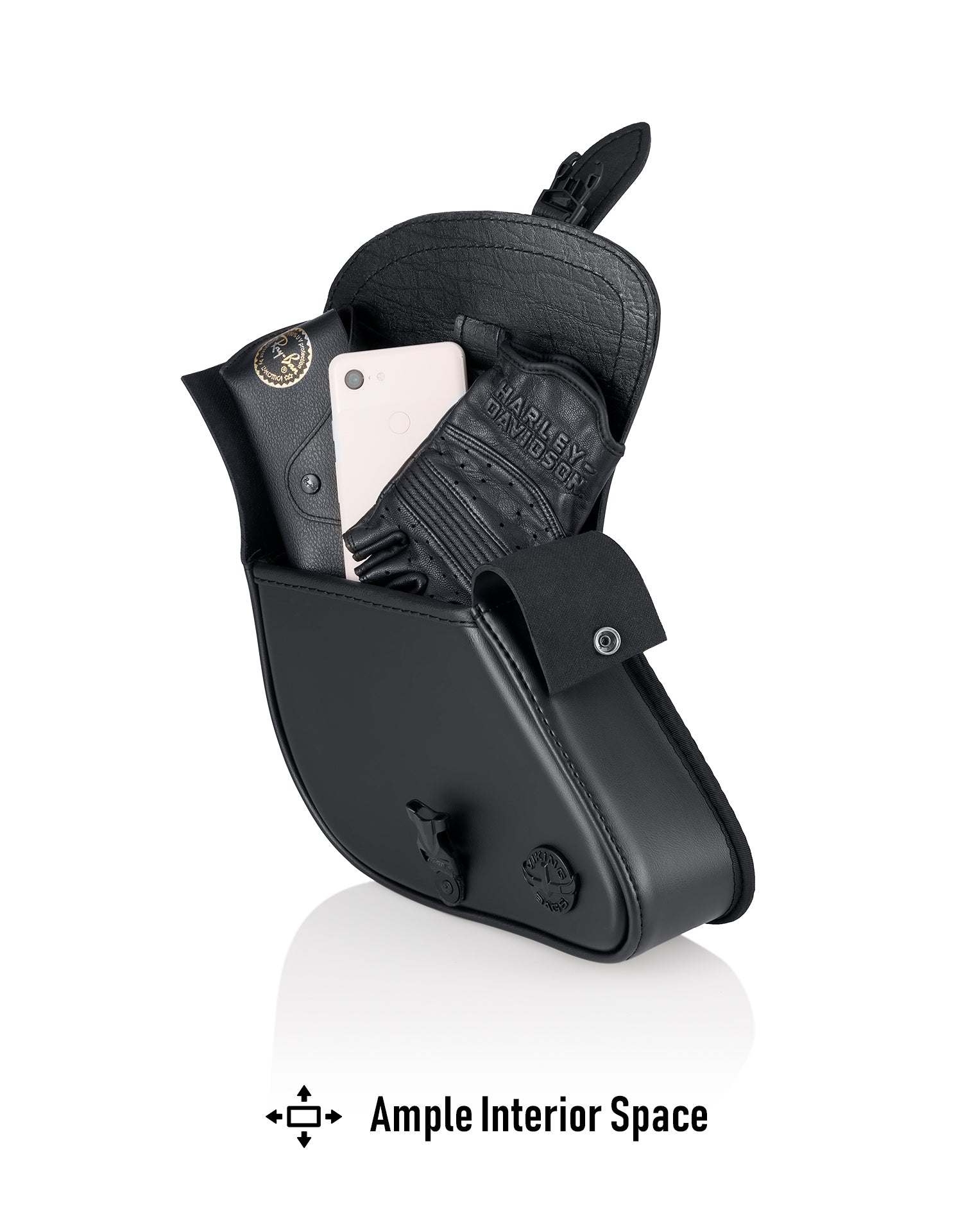 2L - Cruz Indian Scout Leather Motorcycle Swingarm Bag (Left Only) Ample Interior Space