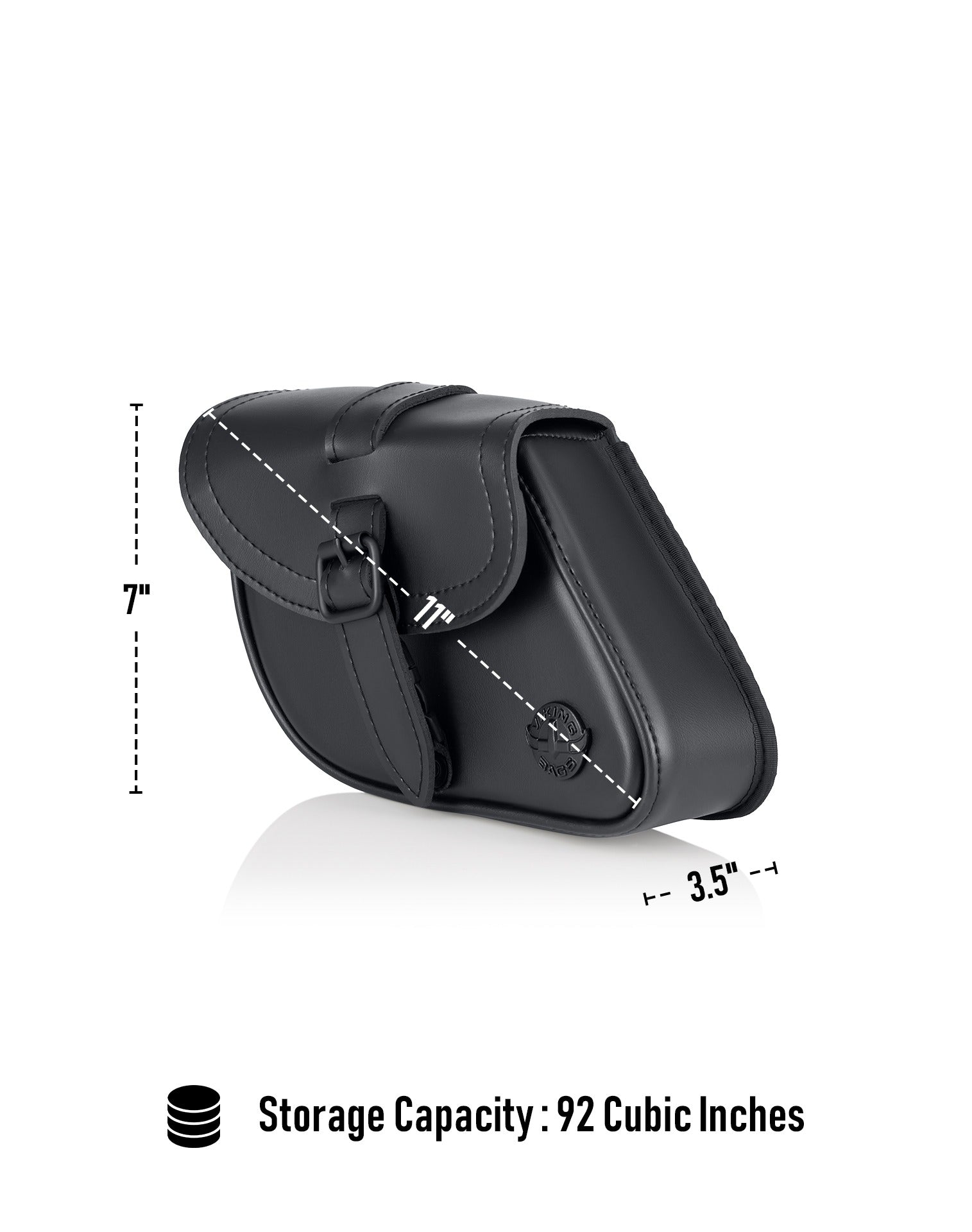 2L - Cruz Indian Scout Leather Motorcycle Swingarm Bag (Left Only) Storage Capacity