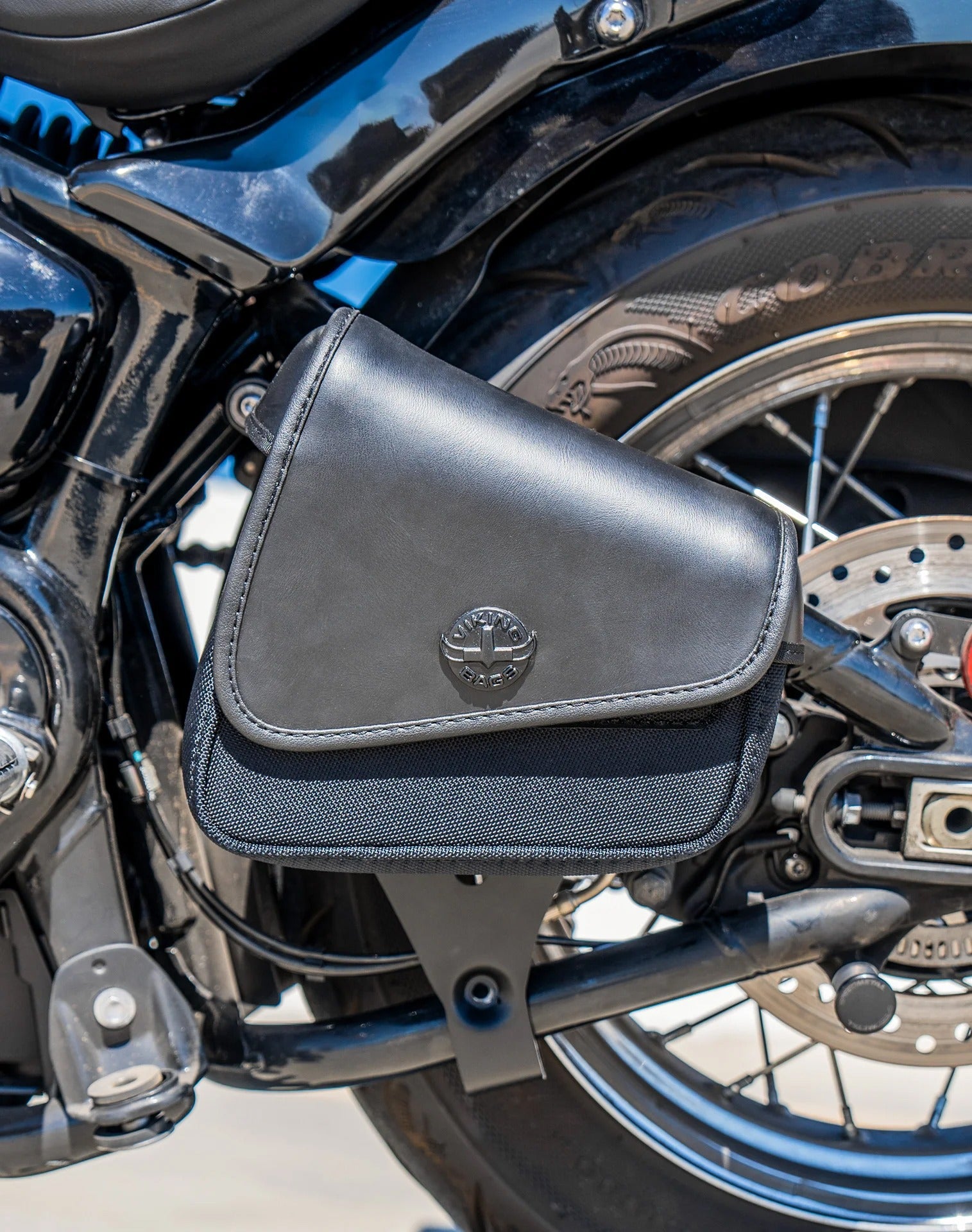 2L - Waylon Triumph Bonneville Speedmaster Leather Motorcycle Swingarm Bag (Left Side Only) Lifestyle