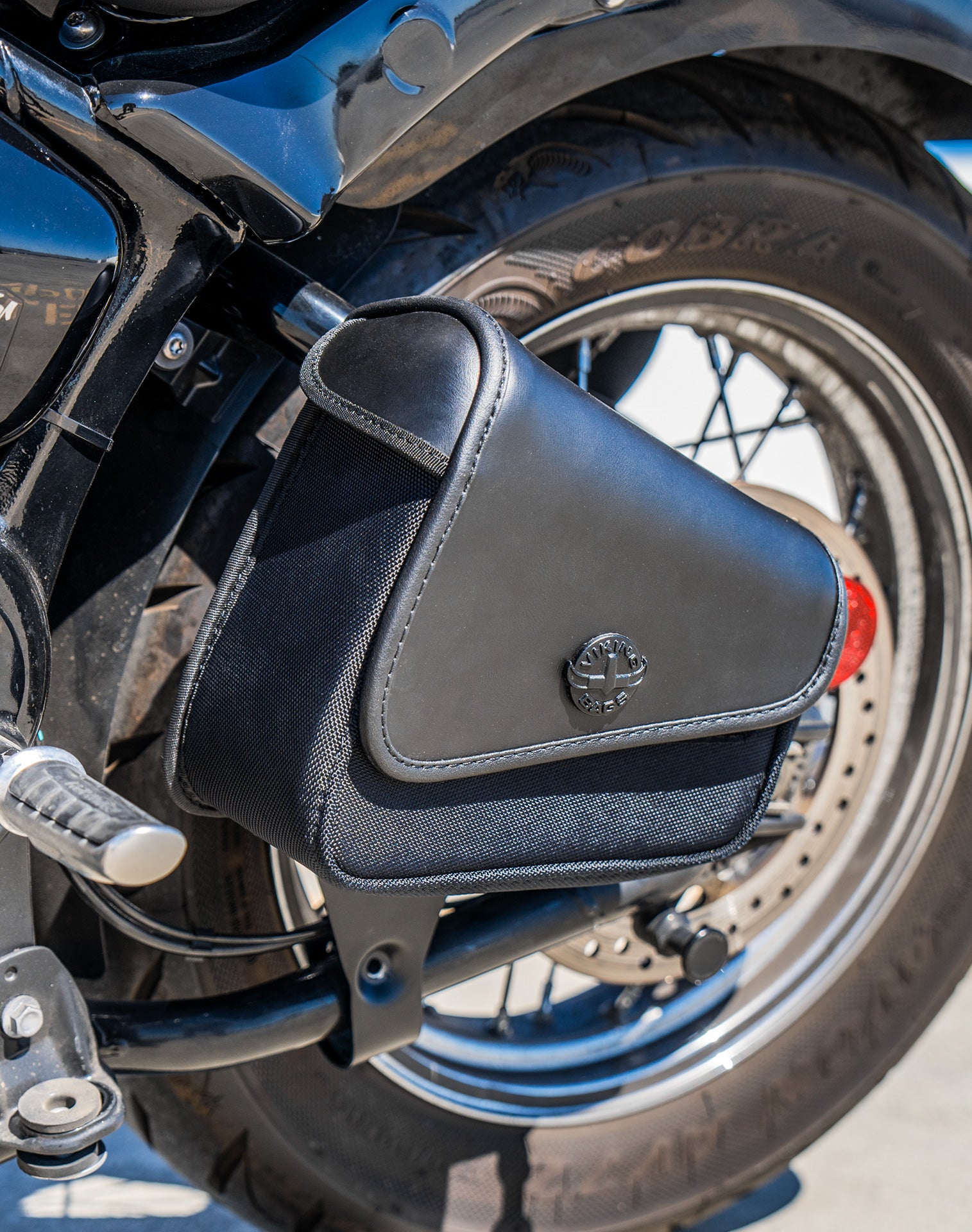 2L - Waylon Triumph Bonneville Speedmaster Leather Motorcycle Swingarm Bag (Left Side Only) Lifestyle