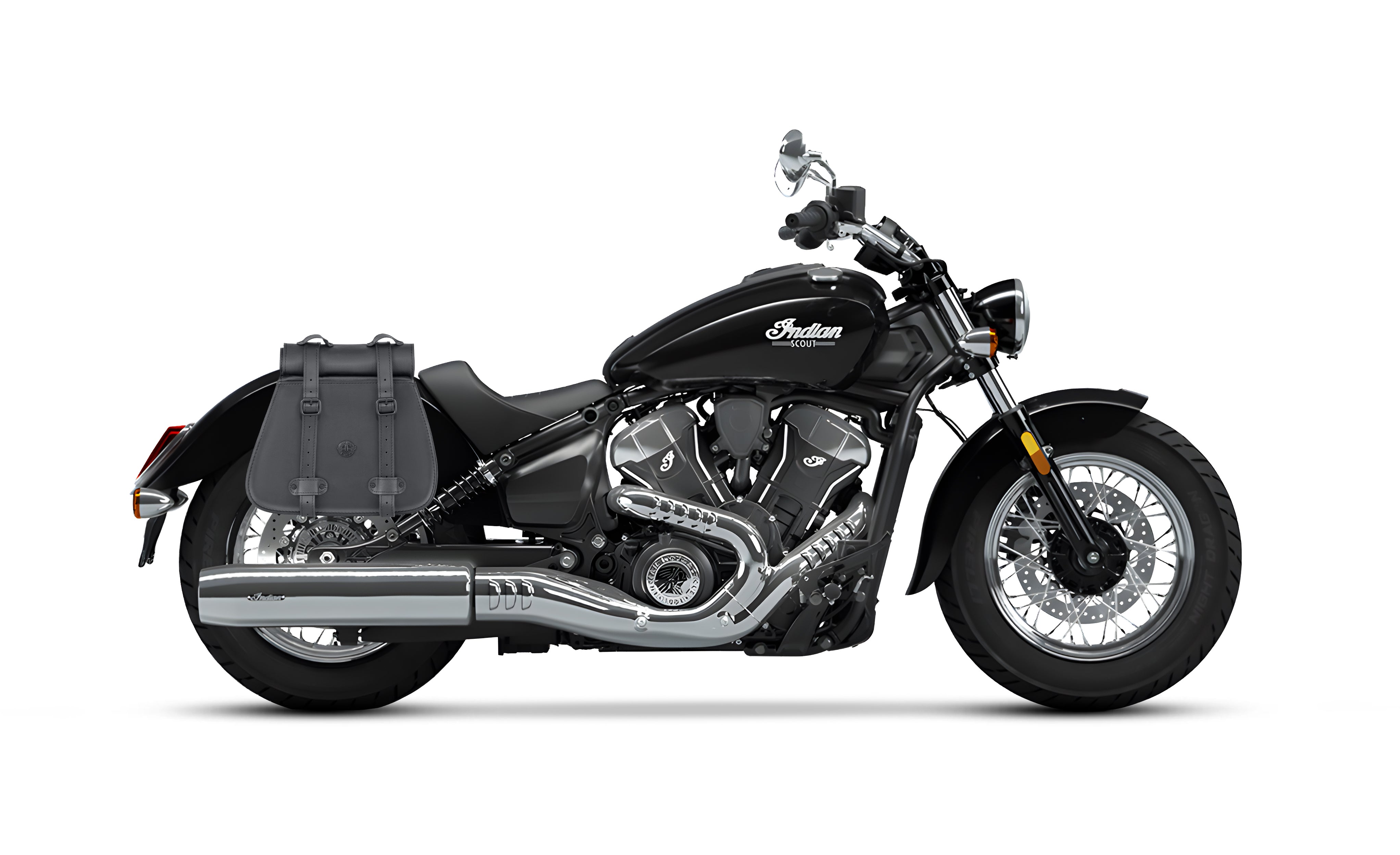 30L - SpiritBlade Roll-Top Large Indian Scout Classic Motorcycle Leather Saddlebags Bag on Bike @expand