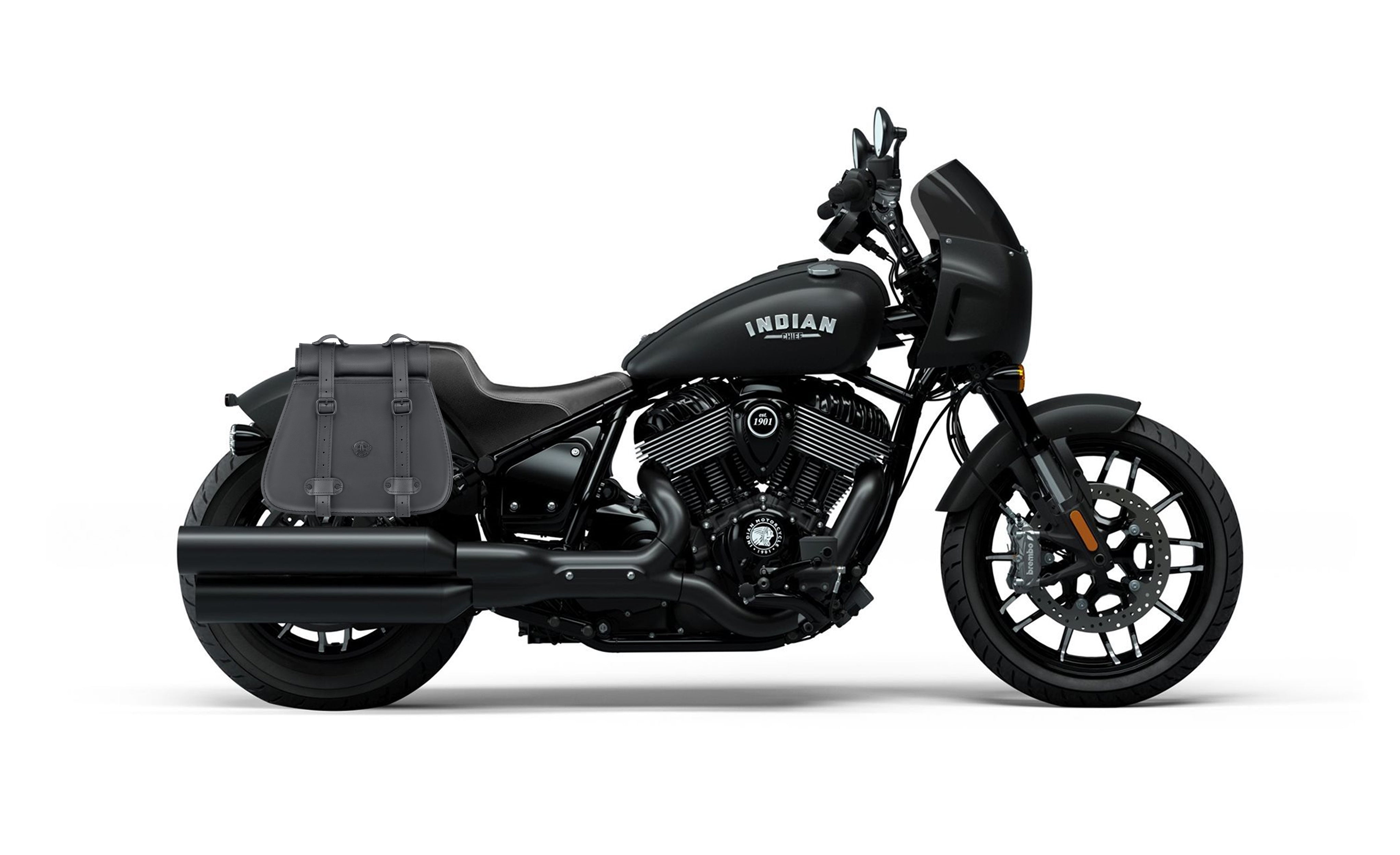 30L - SpiritBlade Roll-Top Large Indian Sport Chief Motorcycle Leather Saddlebags Bag on Bike @expand