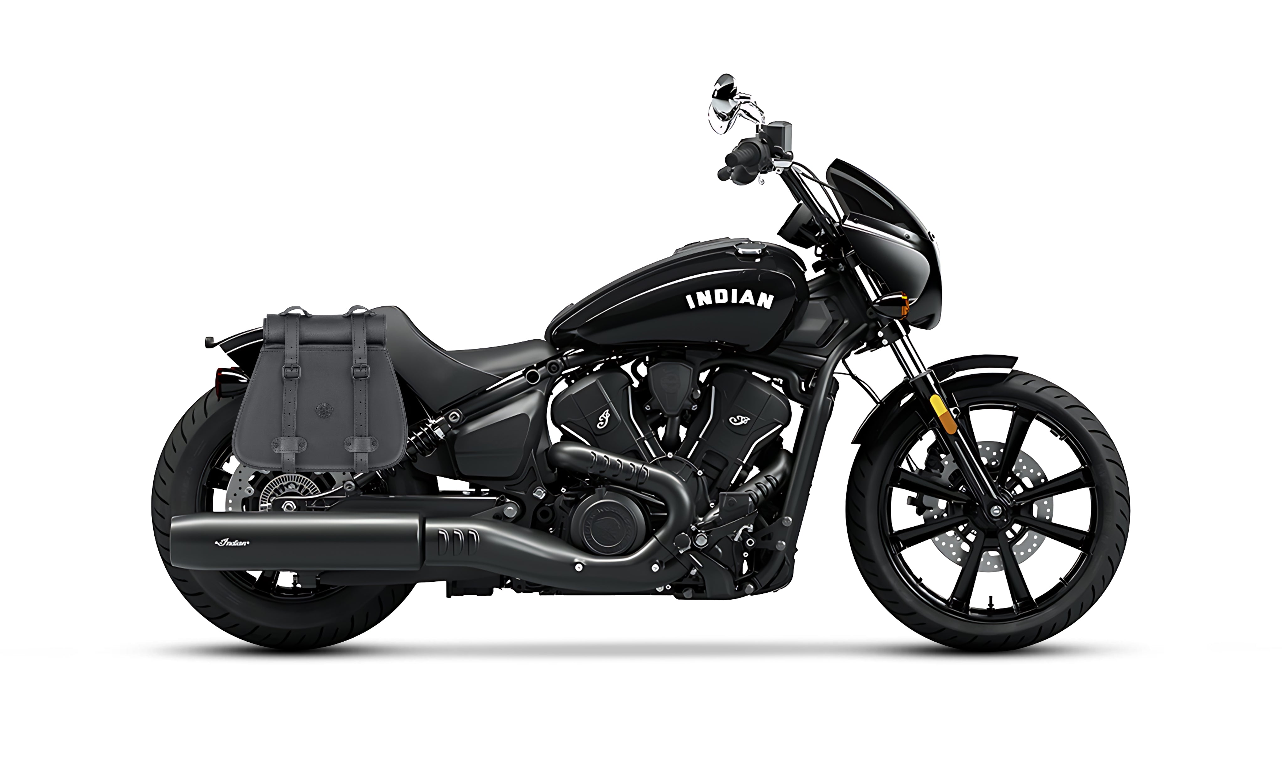 30L - SpiritBlade Roll-Top Large Indian Sport Scout Sixty Motorcycle Leather Saddlebags Bag on Bike @expand