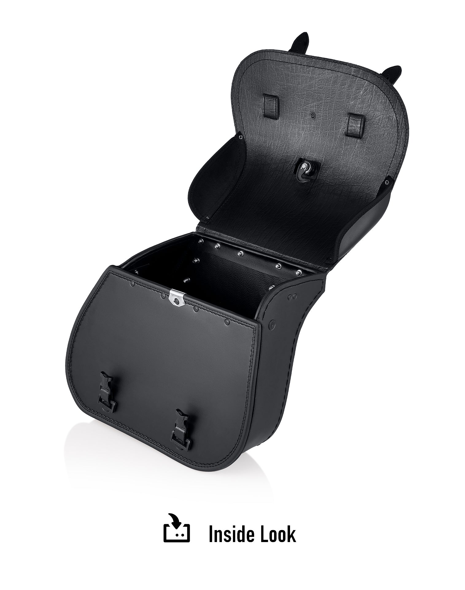 30L - Wraith Large Quick-Mount Shock Cutout Leather Saddlebags For Harley Dyna Low Rider FXDL/I Inside Look