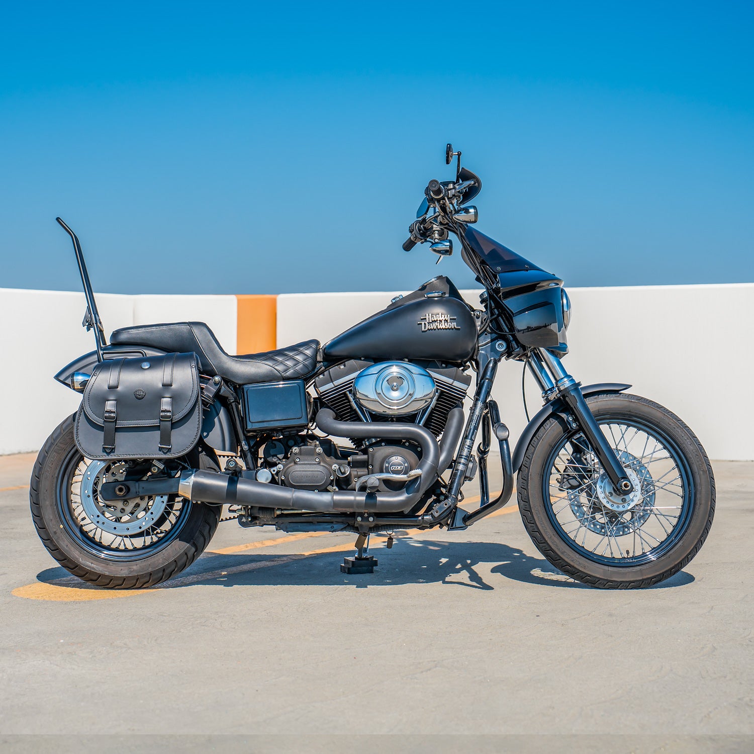 Viking Ironstrike Gloss Black Harley Dyna Street Bob Crash Bar