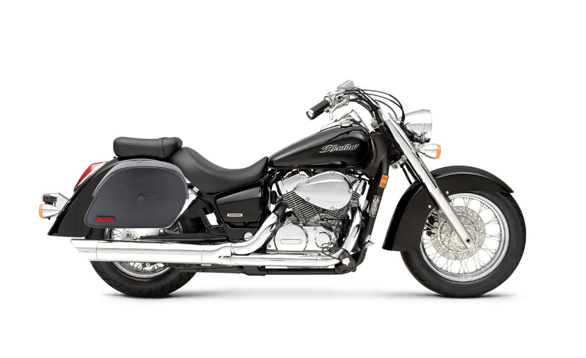 Viking 32L Panzer Large Shock-Cut Honda Shadow 750 Aero Leather Saddlebags