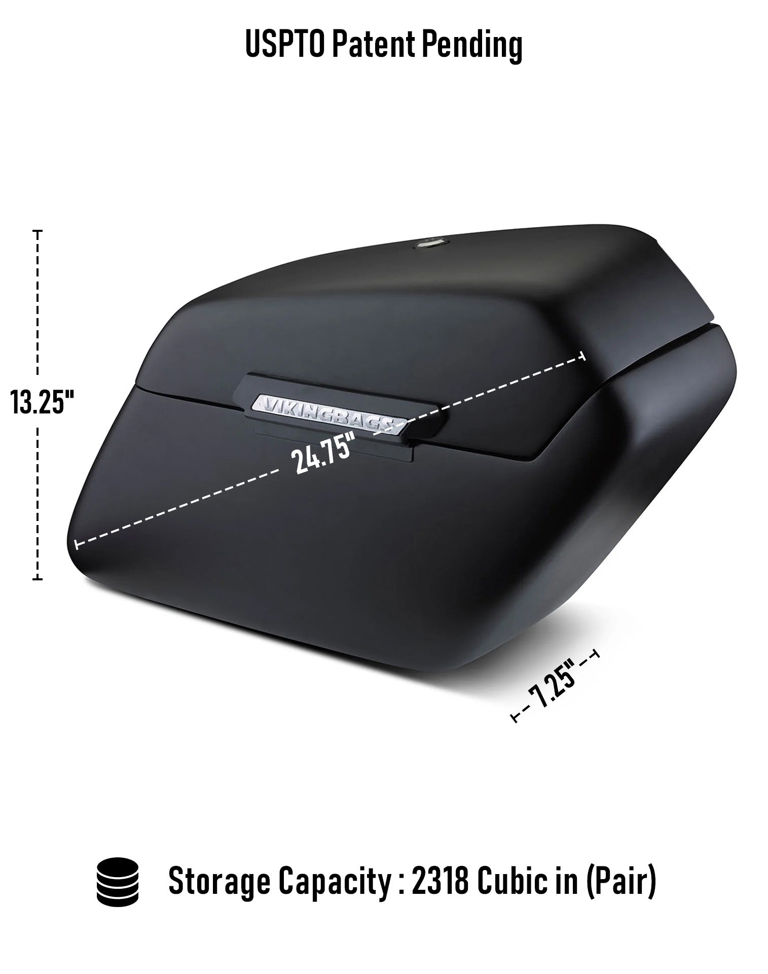 38L - Baldur XL Shock Cut-Out Harley Sportster 1200 Custom XL1200C/XLH1200C Matte Hard Saddlebags Storage Capacity
