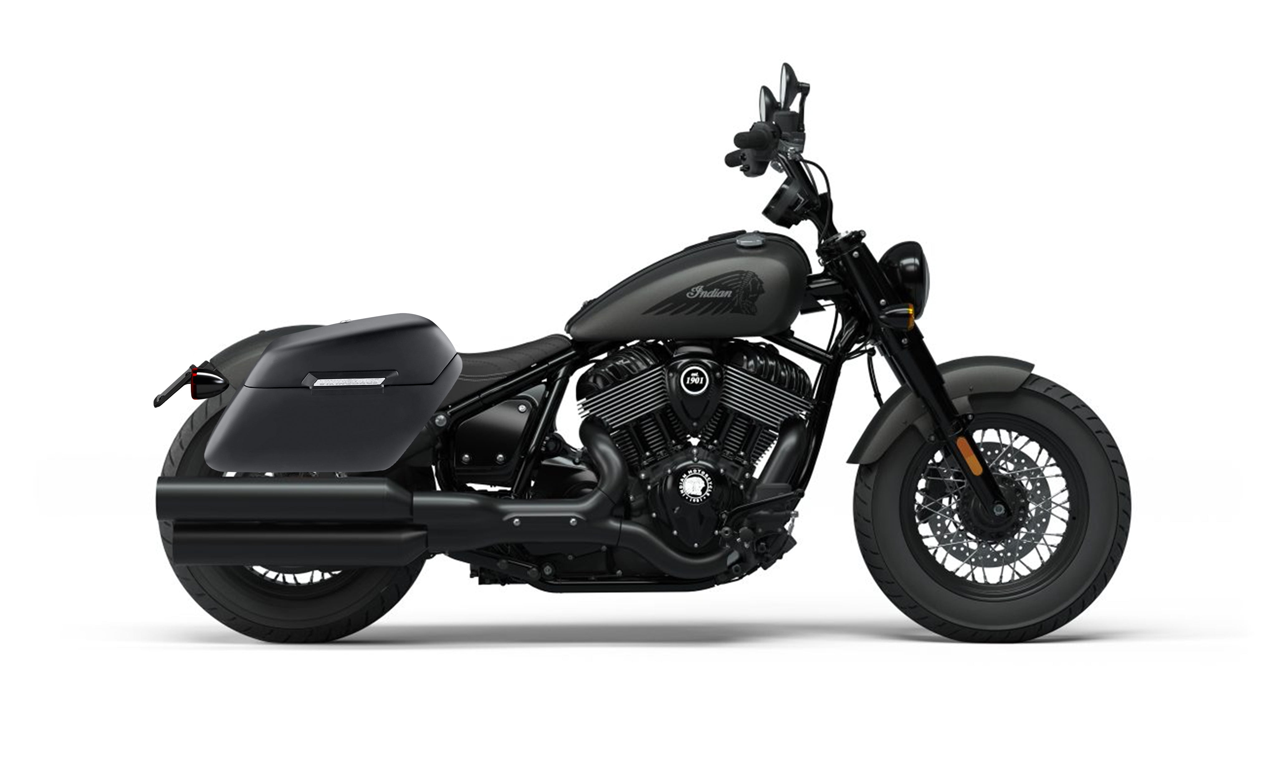 38L - Baldur XL Shock Cutout Indian Chief Bobber Darkhorse Matte Hard Saddlebags Bag on Bike @expand