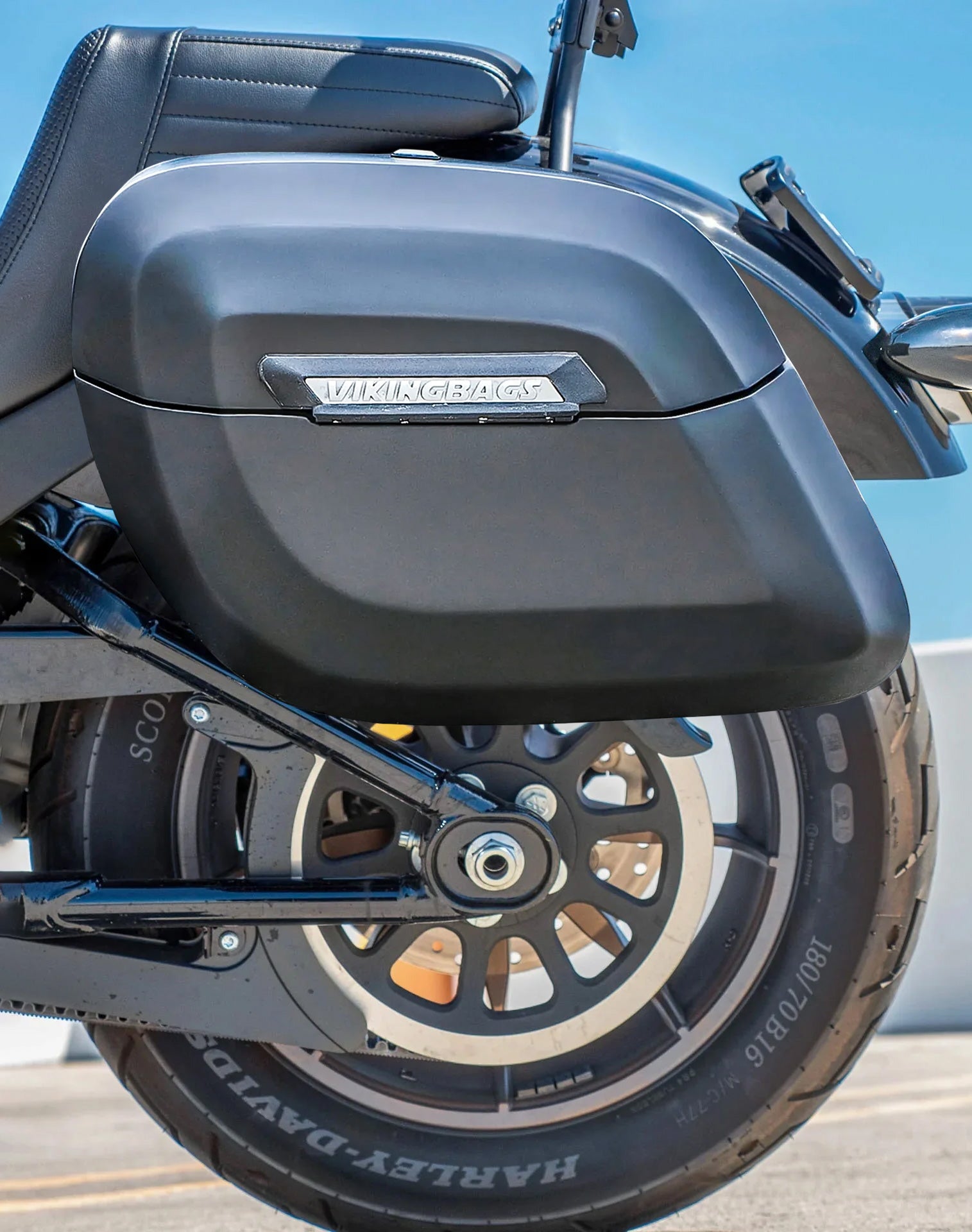 40L - Lamellar Raven XL Matte Hard Saddlebags For 2025+ Harley Softail Low Rider S FXLRS Vertical Lifestyle