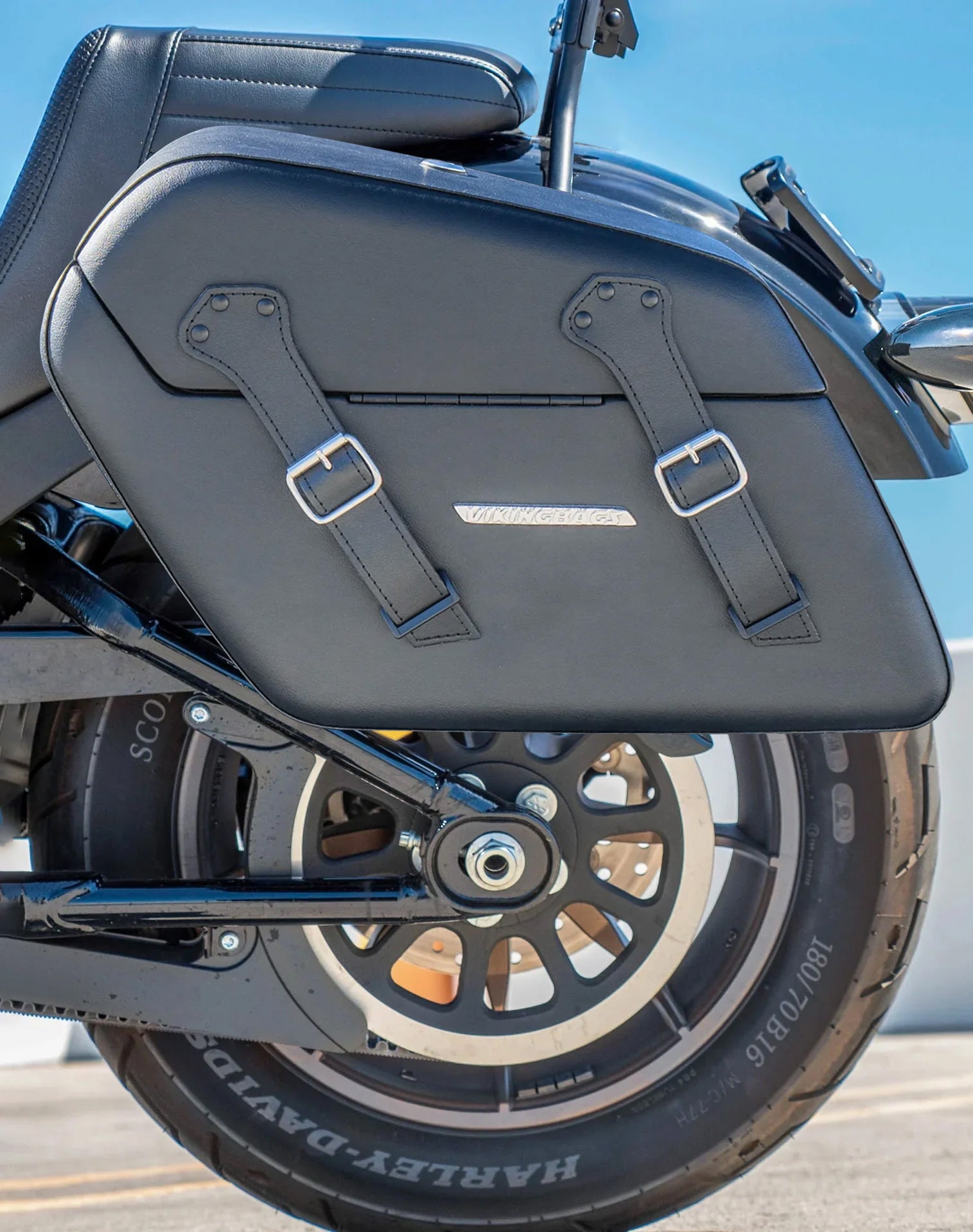 42L - Baldur XL Leather Wrapped Hard Saddlebags For 2025+ Harley Softail Low Rider S FXLRS Vertical Lifestyle 