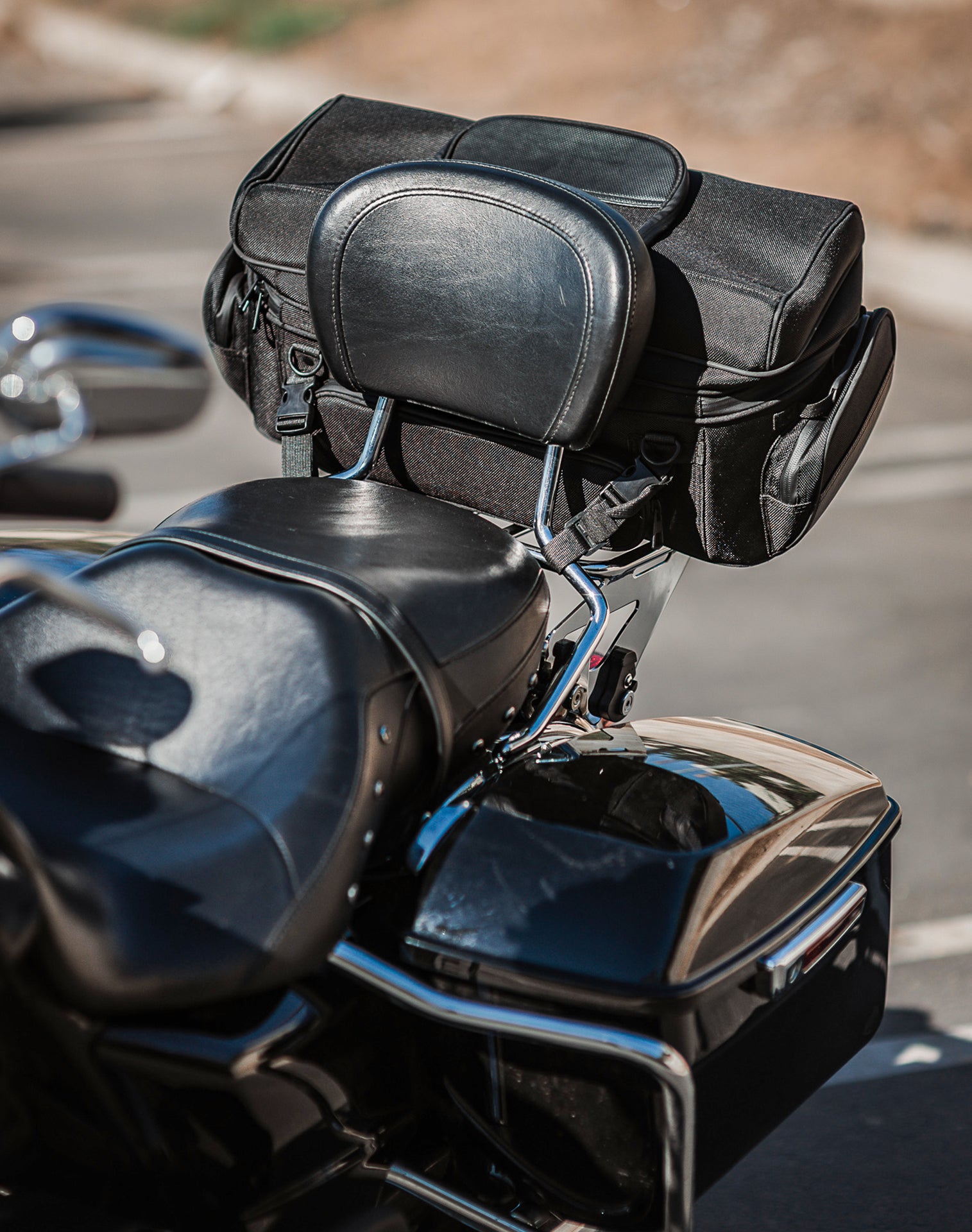 42L - Voyage Elite XL Motorcycle Sissy Bar Bag for Harley Davidson