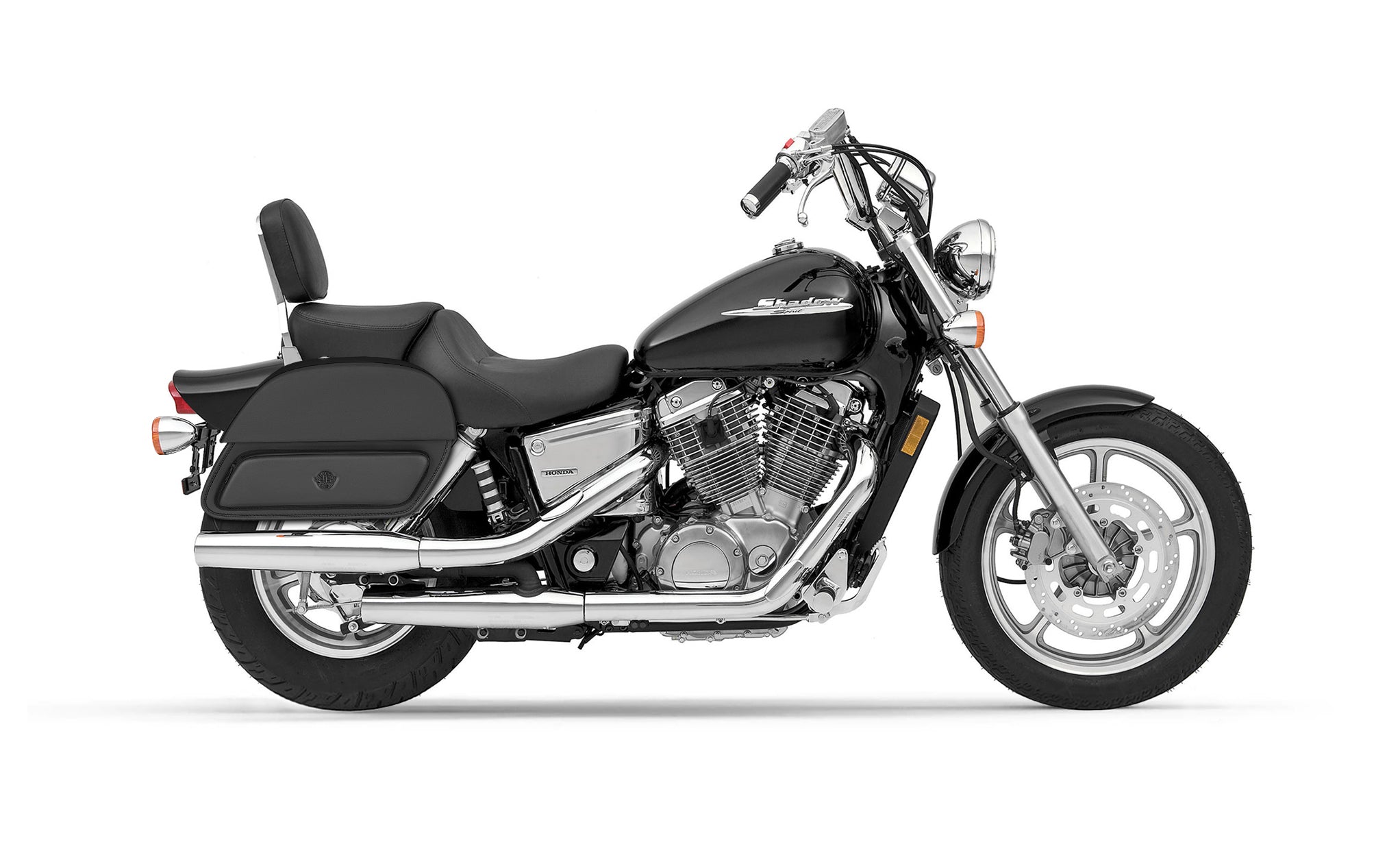 28L - Pantheon Medium Shadow 1100 Spirit Motorcycle Saddlebags on Bike Photo @expand