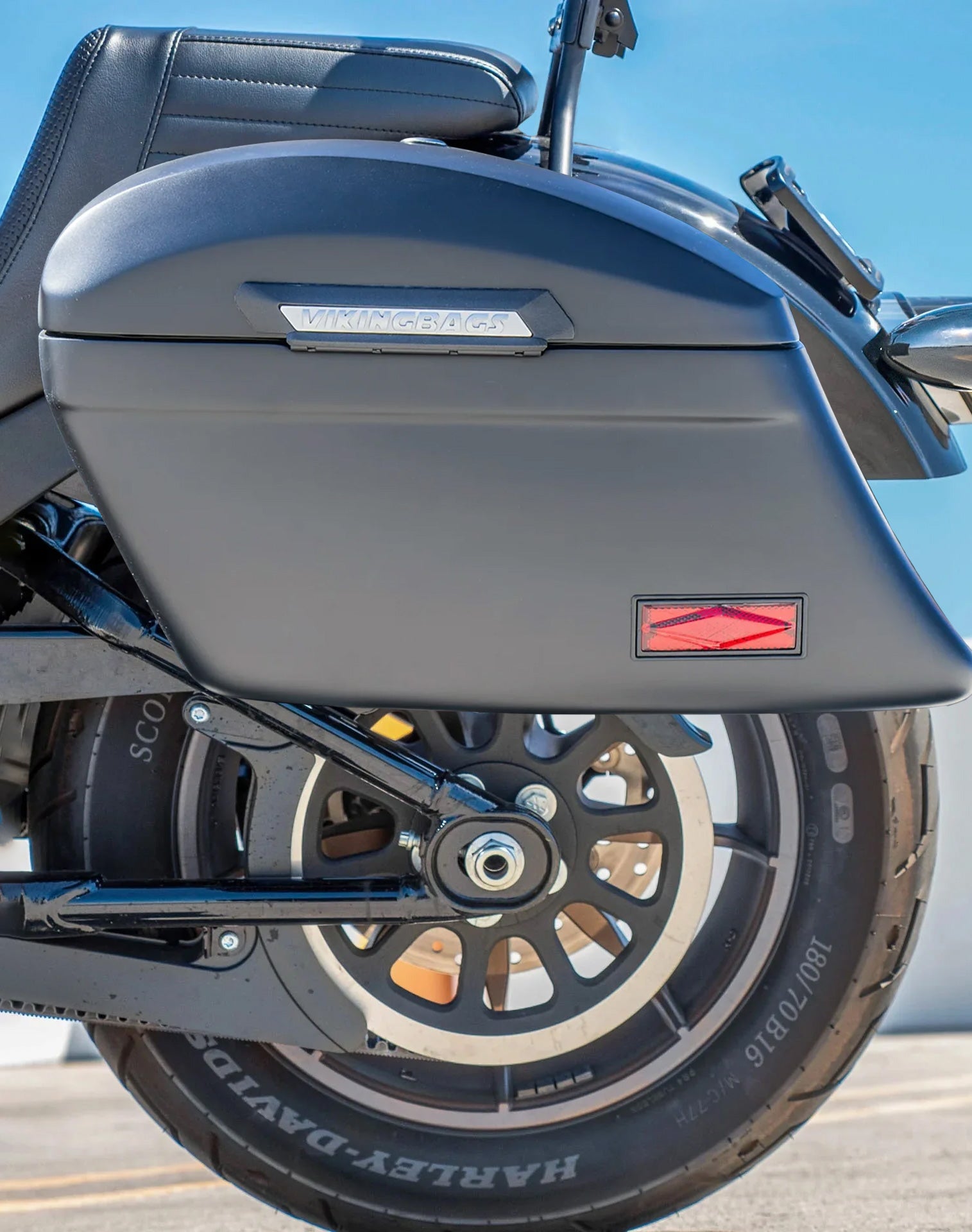 44L - Lamellar Stallion XL Matte Hard Saddlebags For 2025+ Harley Softail Low Rider S FXLRS Vertical Lifestyle 