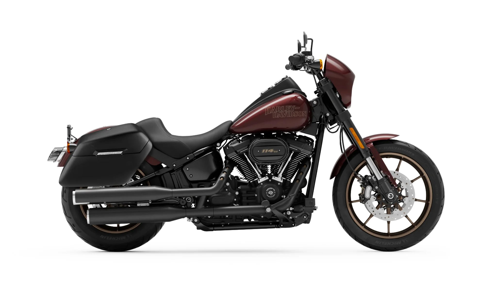 Viking Baldur Extra Large Matte Hard Saddlebags For Harley Softail Low Rider S Fxlrs on Bike Photo @expand