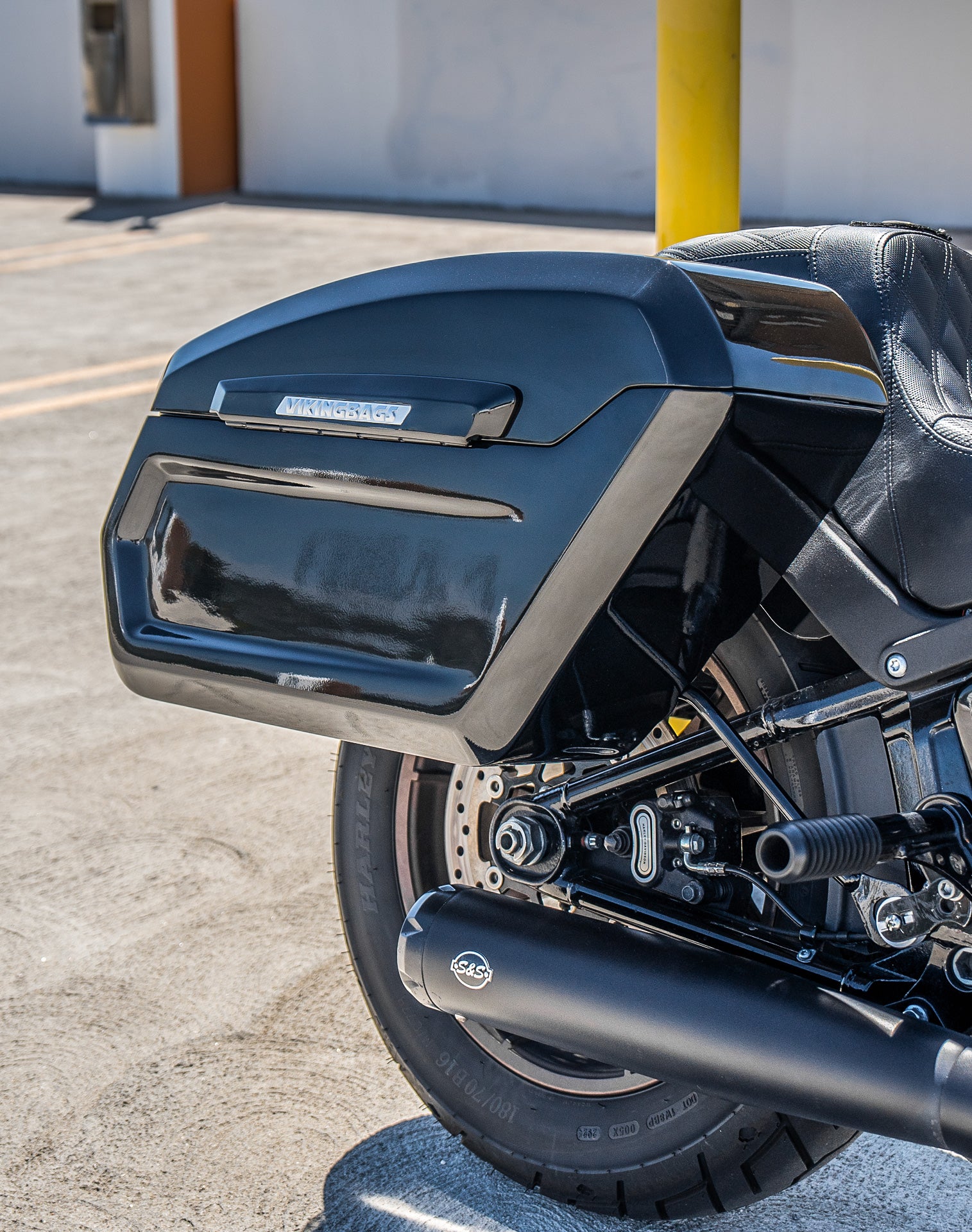 56L - Titan XL Quick-Mount Painted Hard Saddlebags for Harley Softail Low Rider ST FXLRST v3