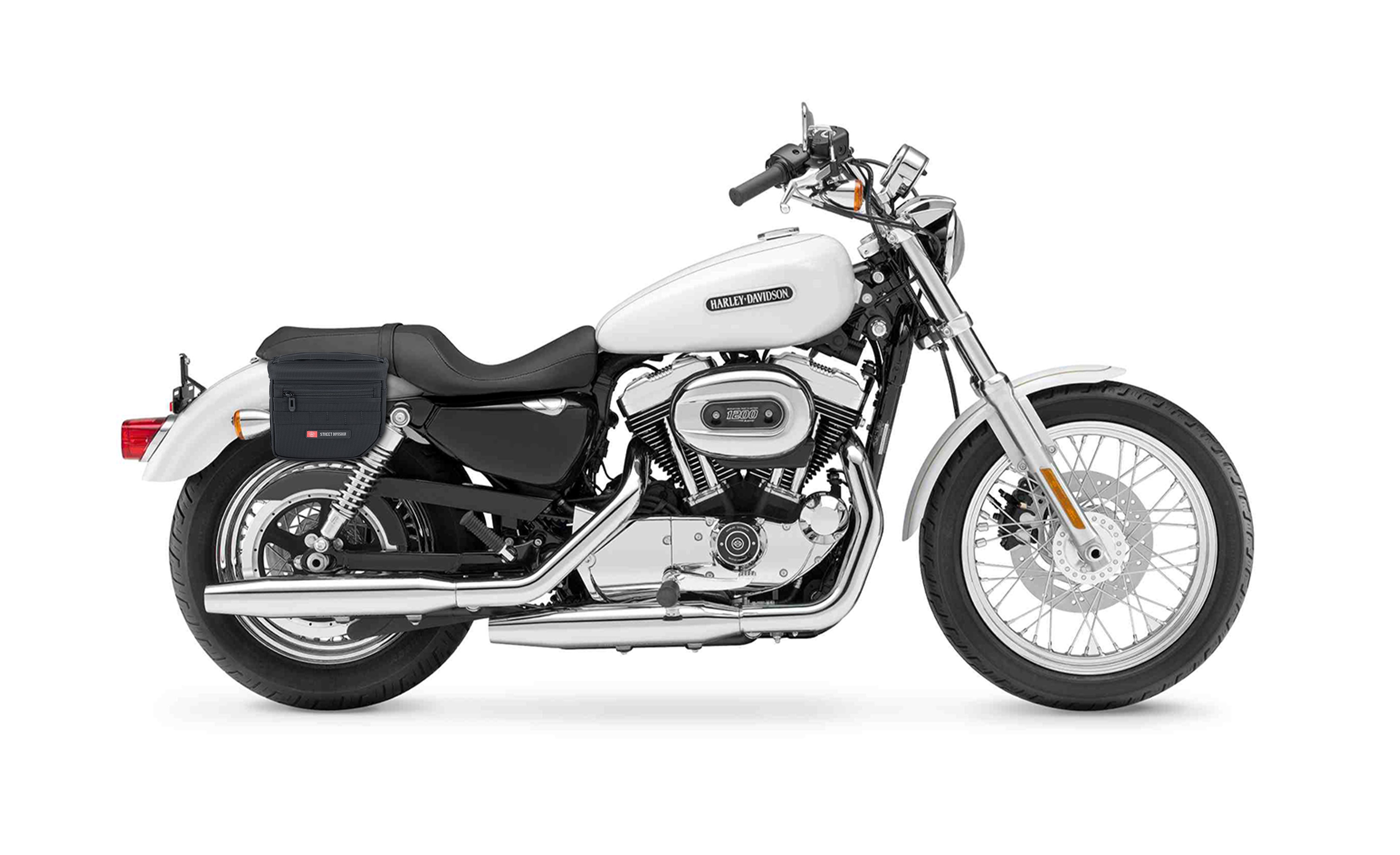 8L - Patriot XS Throw Over Saddlebags for Harley Sportster 1200 Low XL1200L Bag on Bike @expand