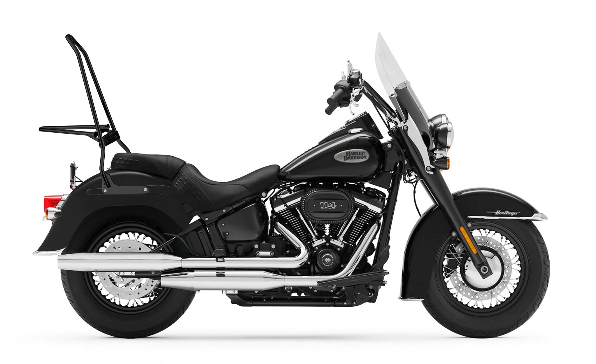 Iron Born Blade 25" Sissy Bar with Foldable Luggage Rack for Harley Softail Heritage Classic FLHC Matte Black @expand