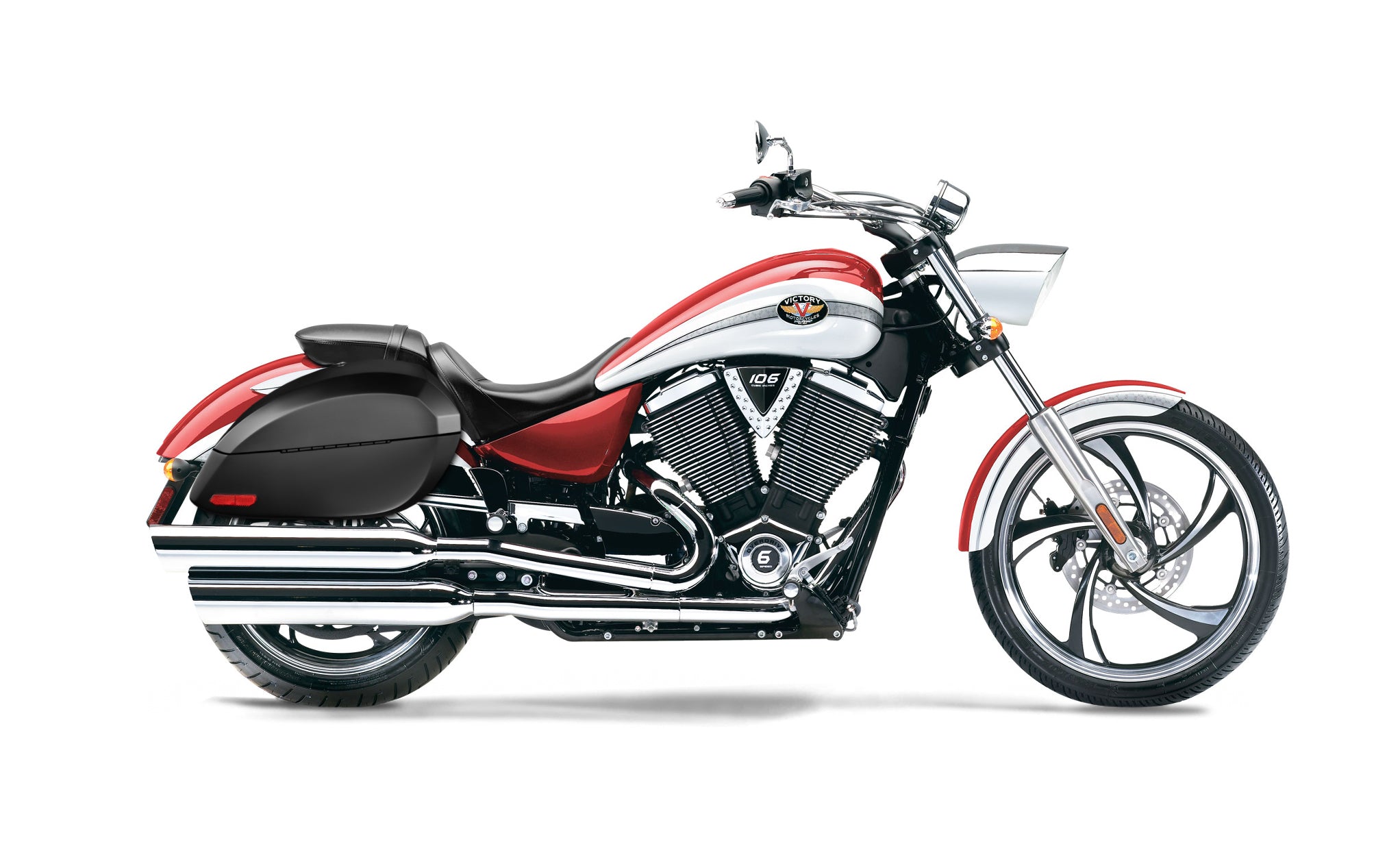 Viking Phantom Large Victory Vegas Matte Motorcycle Hard Saddlebags Engineering Excellence with Bag on Bike @expand