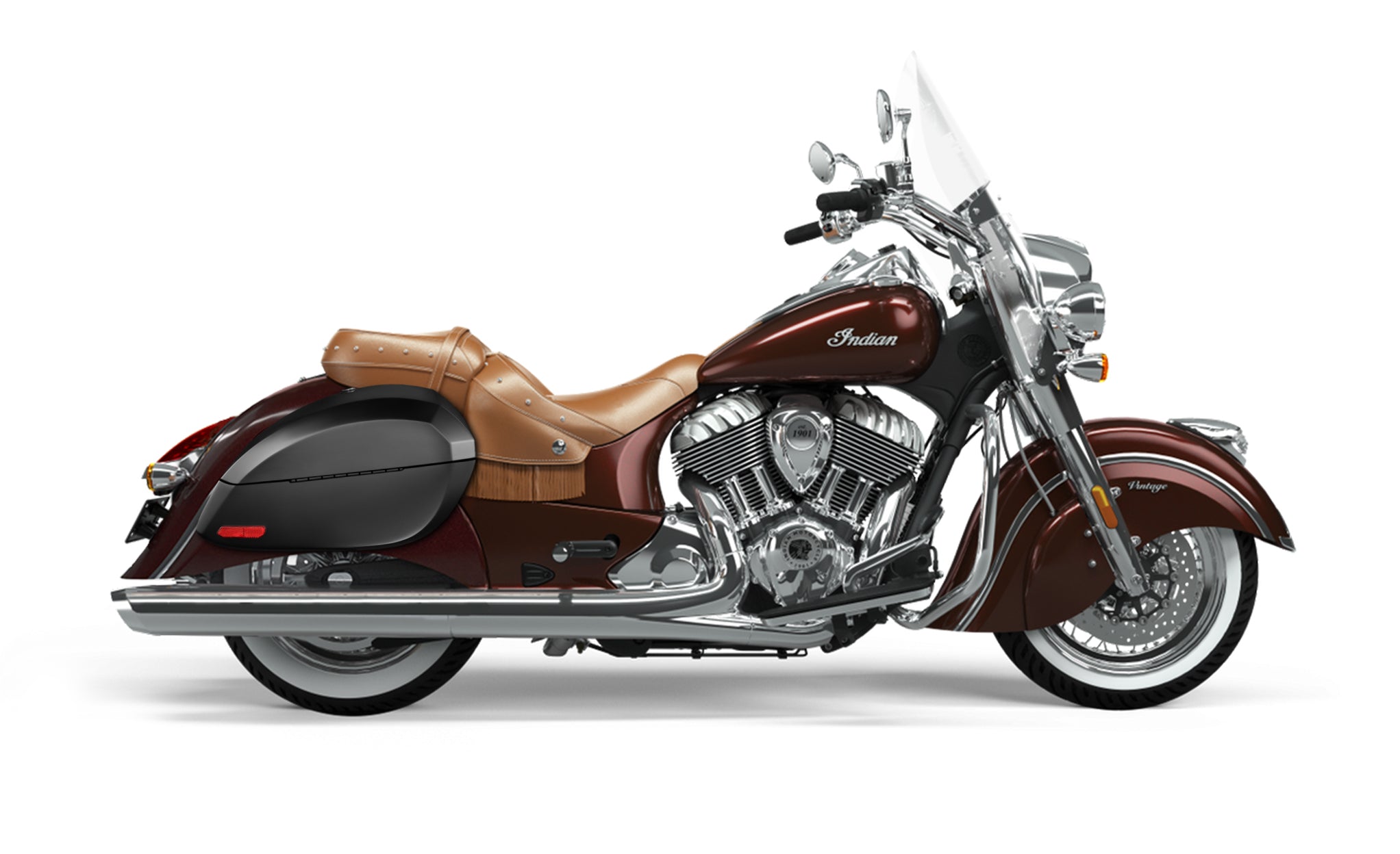 Viking Phantom Large Indian Vintage Matte Motorcycle Hard Saddlebags Engineering Excellence with Bag on Bike @expand