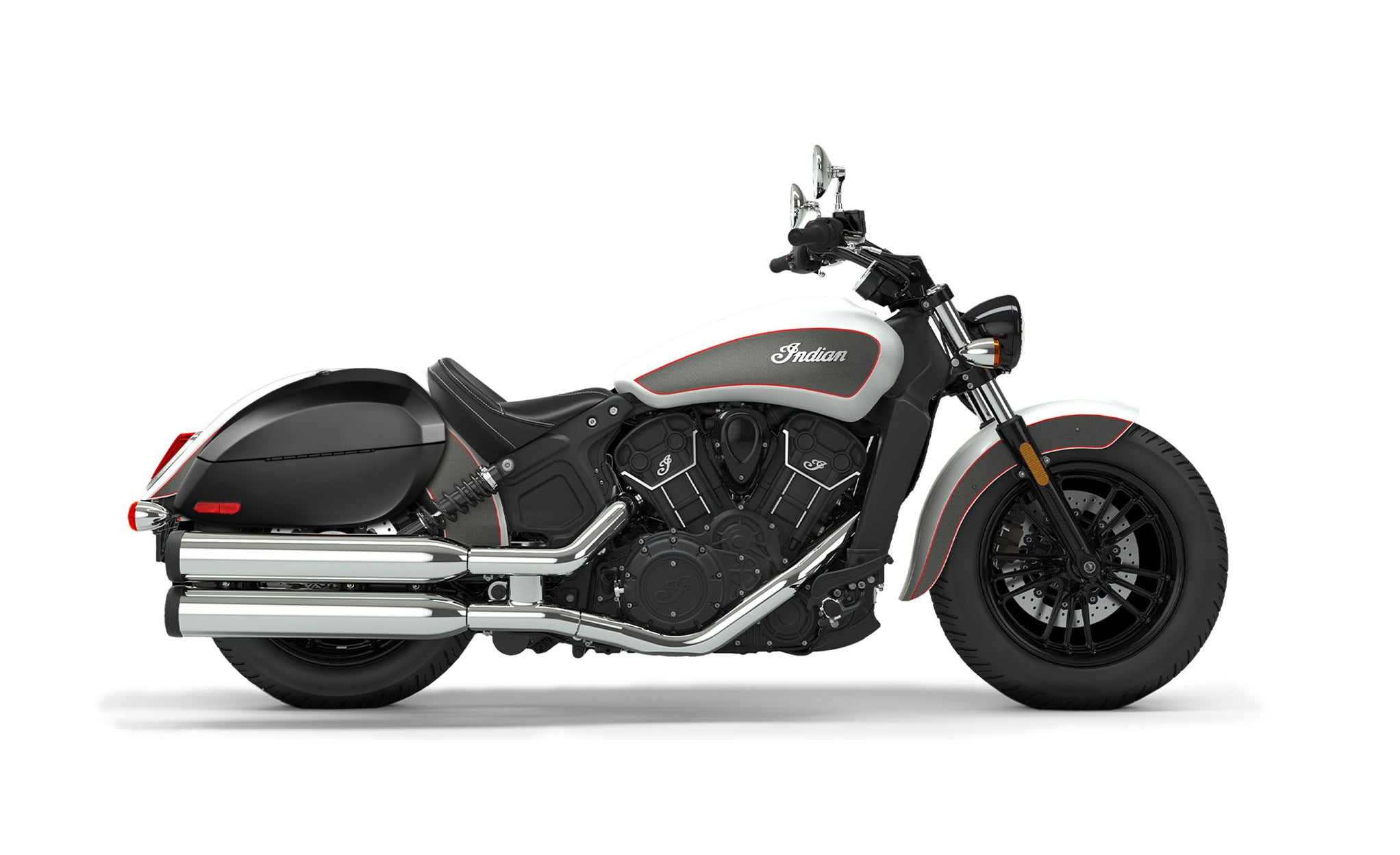Viking Phantom Large Indian Scout Sixty Matte Motorcycle Hard Saddlebags Engineering Excellence with Bag on Bike @expand