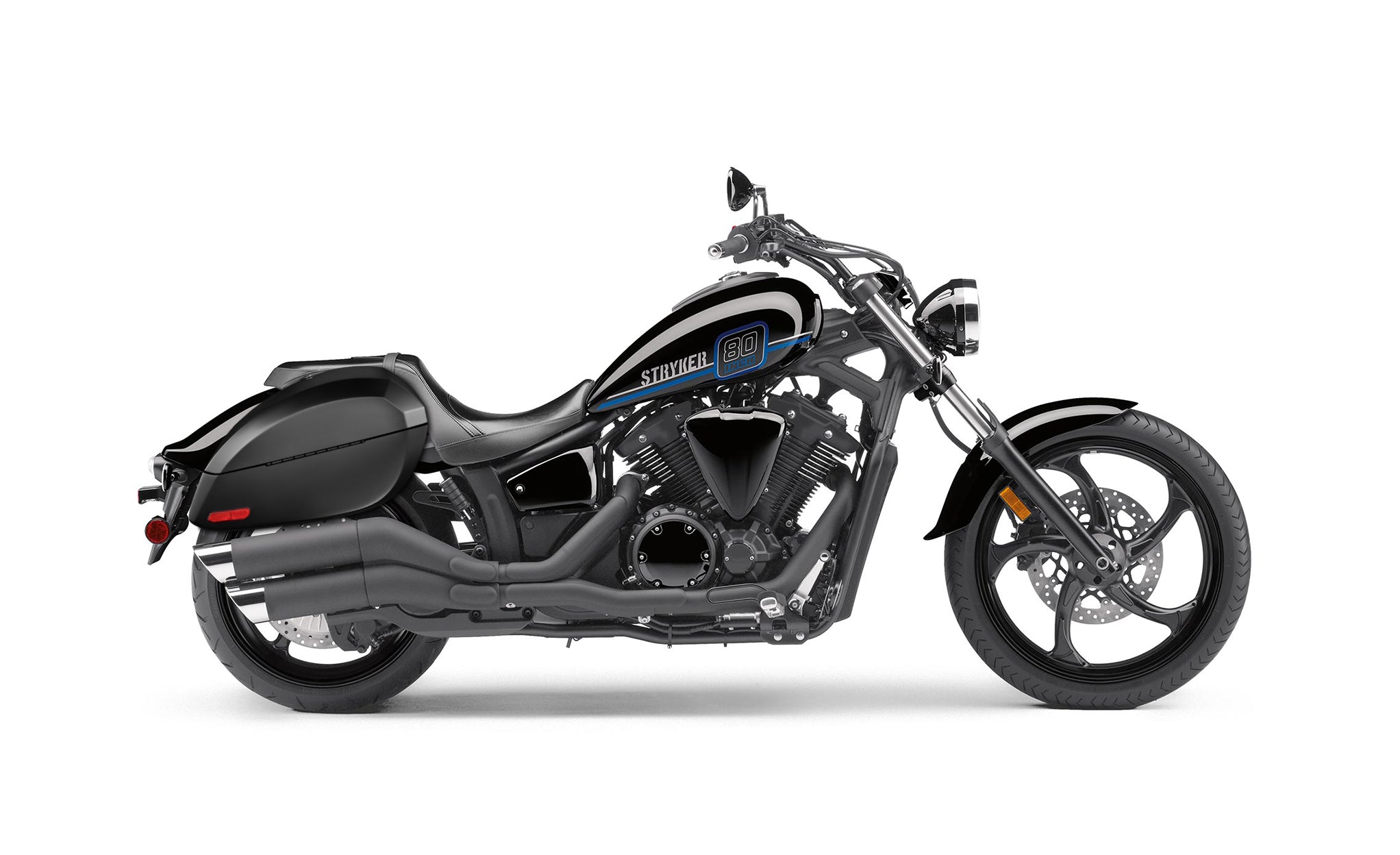 Viking Phantom Large Yamaha Stryker Matte Motorcycle Hard Saddlebags Engineering Excellence with Bag on Bike @expand