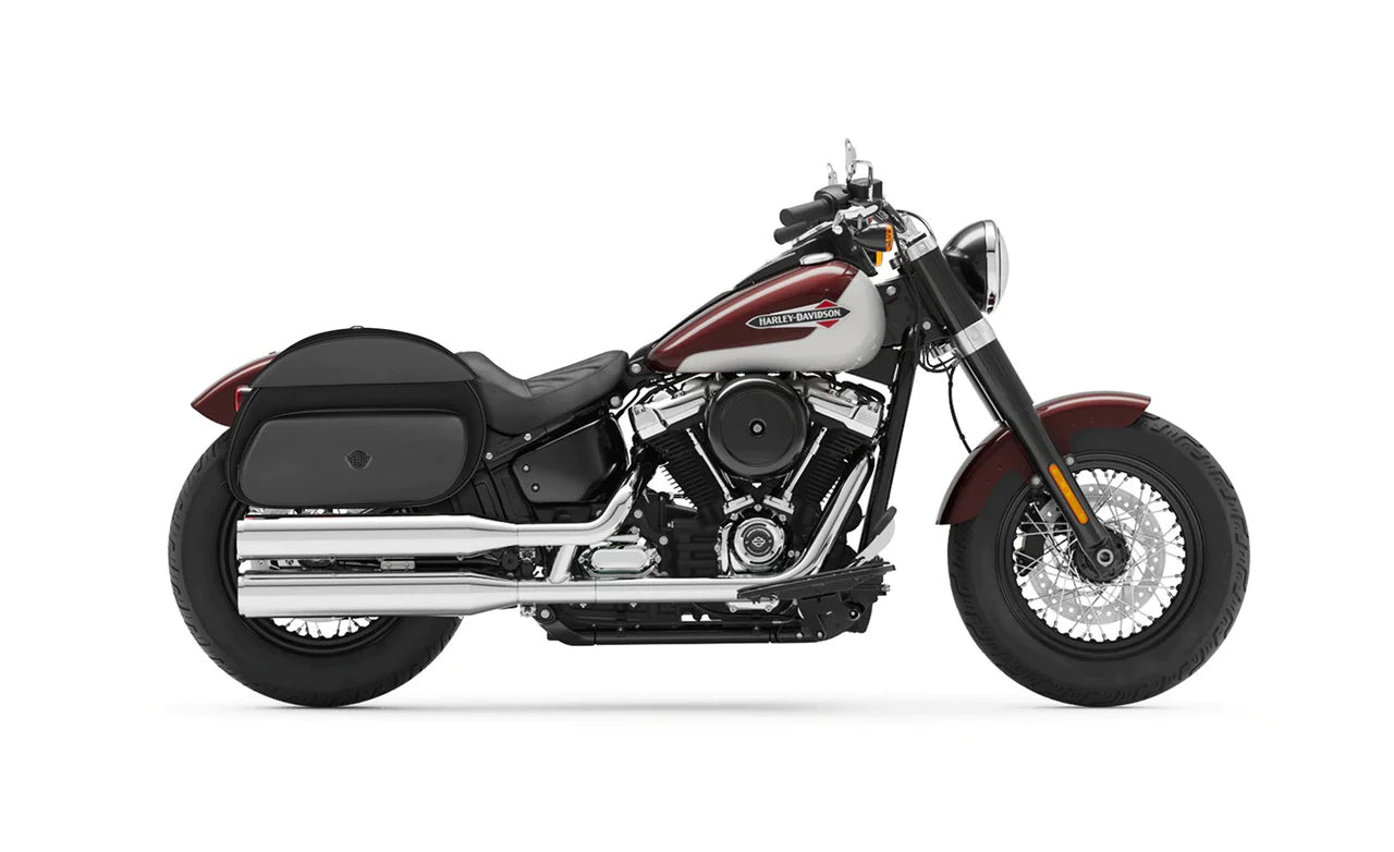 Viking Stealth Quick Mount Motorcycle Saddlebags For Harley Davidson Softail Slim on Bike Photo @expand