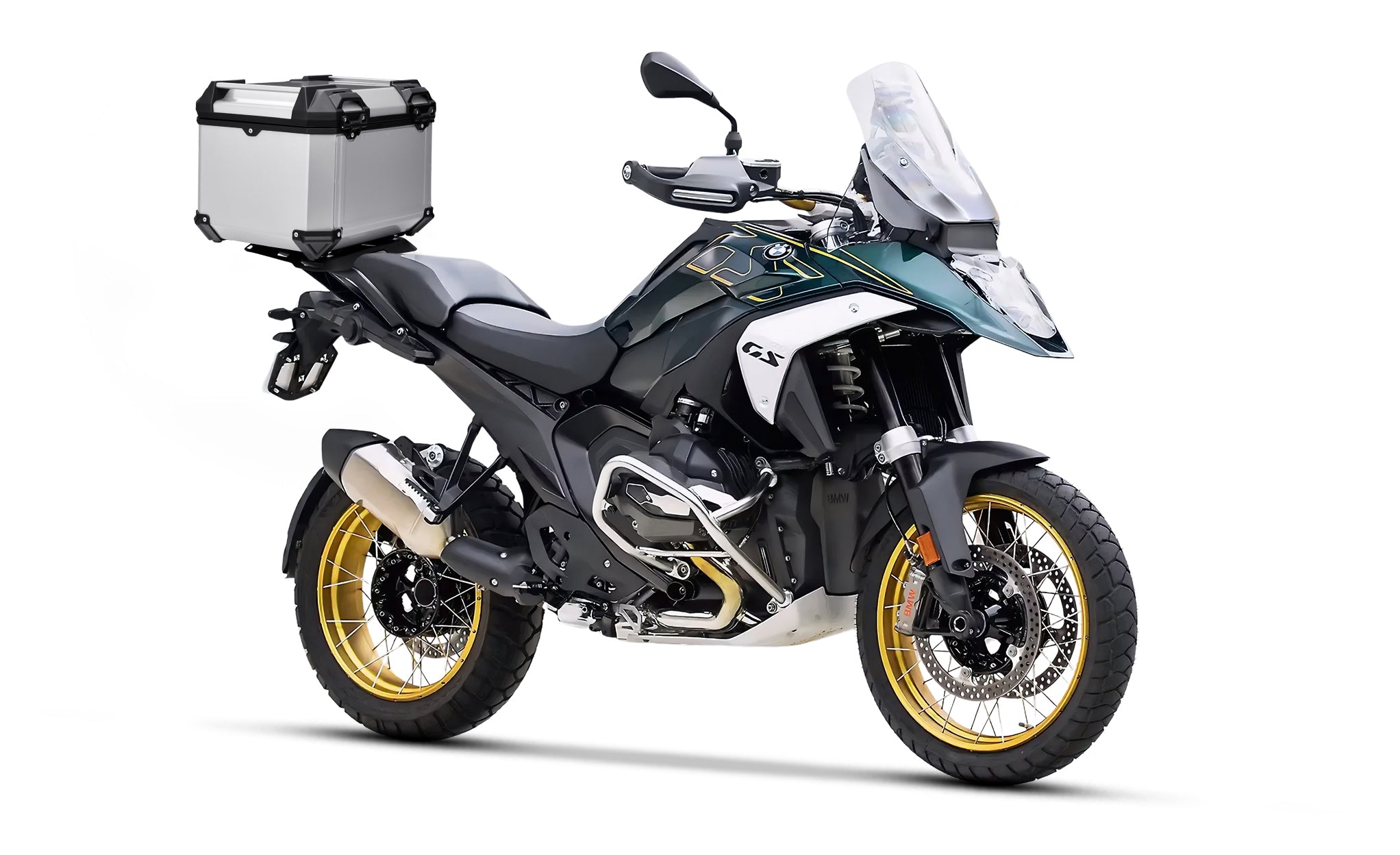 38L - Apex XL BMW R 1300 GS Aluminum Top Case Silver Product on Bike View @expand