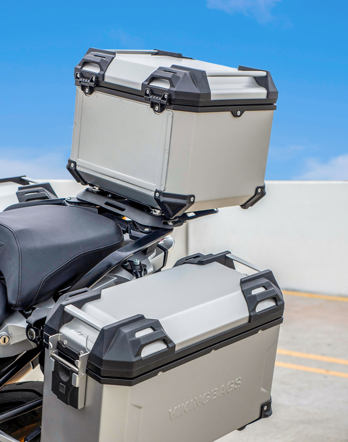 38L - Apex XL BMW R 1300 GS Aluminum Top Case Silver Lifestyle
