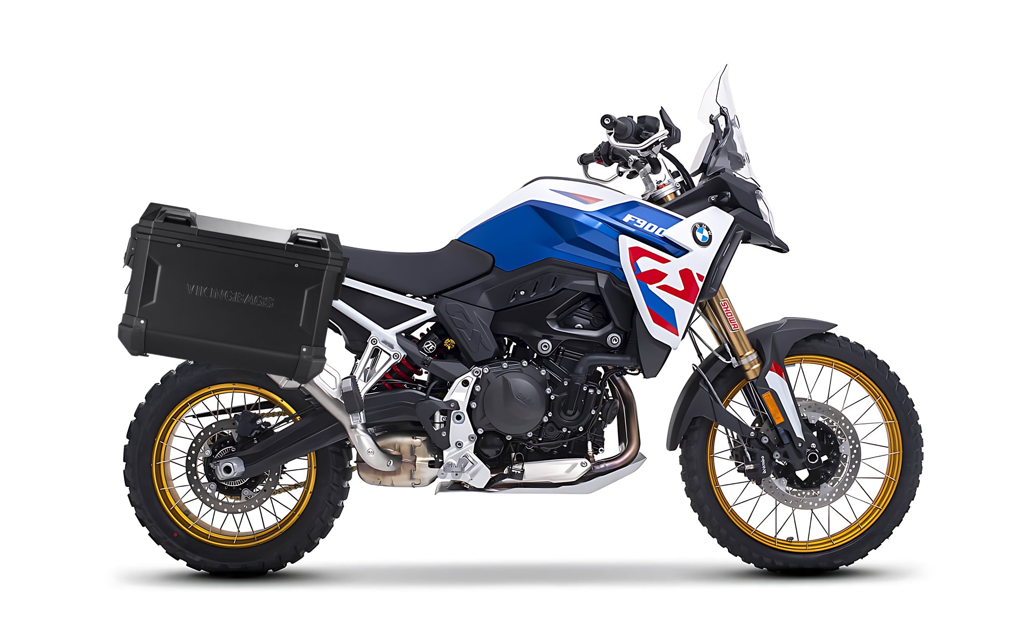 45L - Apex XL BMW F 900 GS Aluminum Side Cases Black Bag on Bike @expand