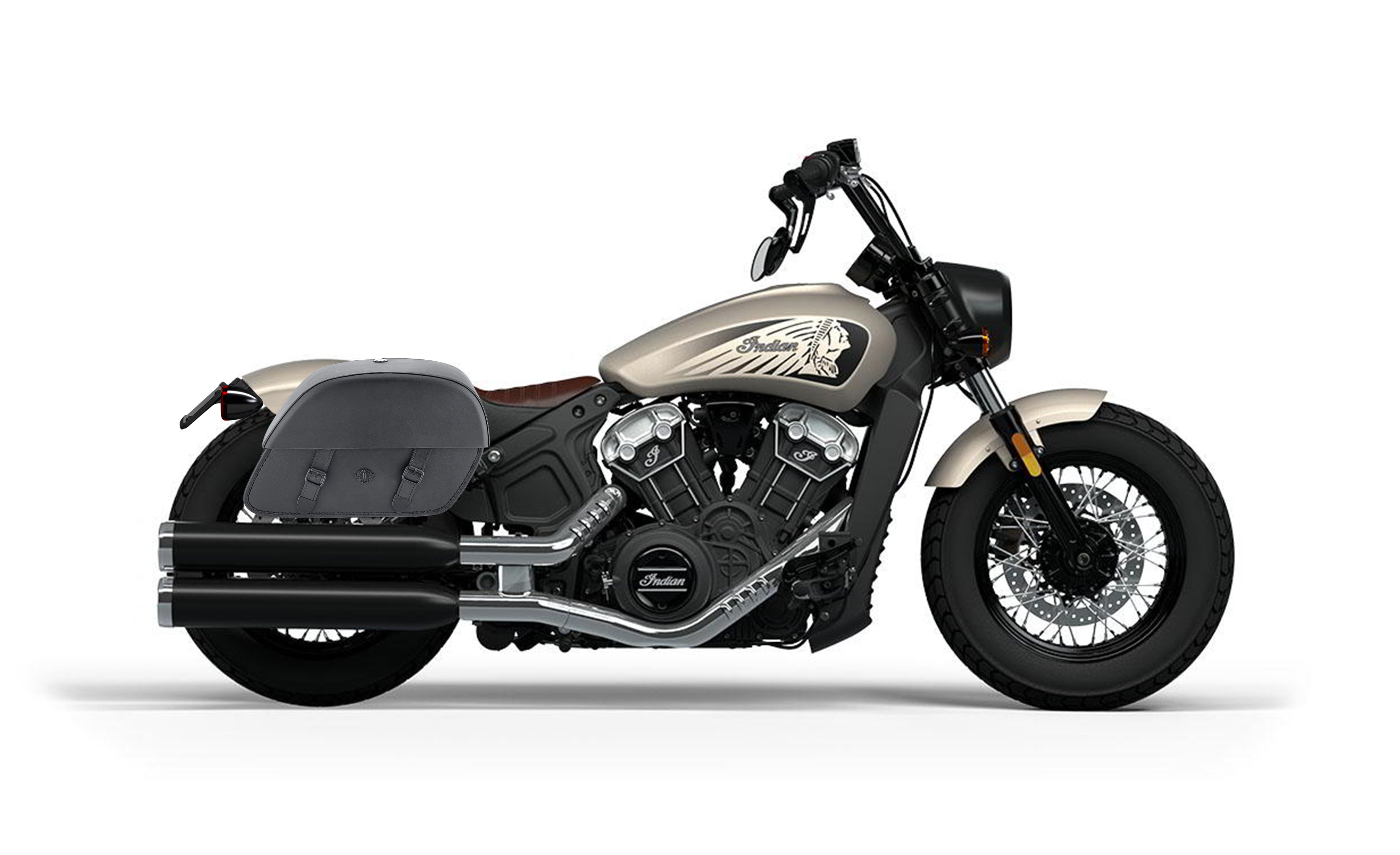 32L - Baelor Large Shock-Cutout Indian Scout Bobber Twenty Motorcycle Saddlebags Bag on Bike @expand