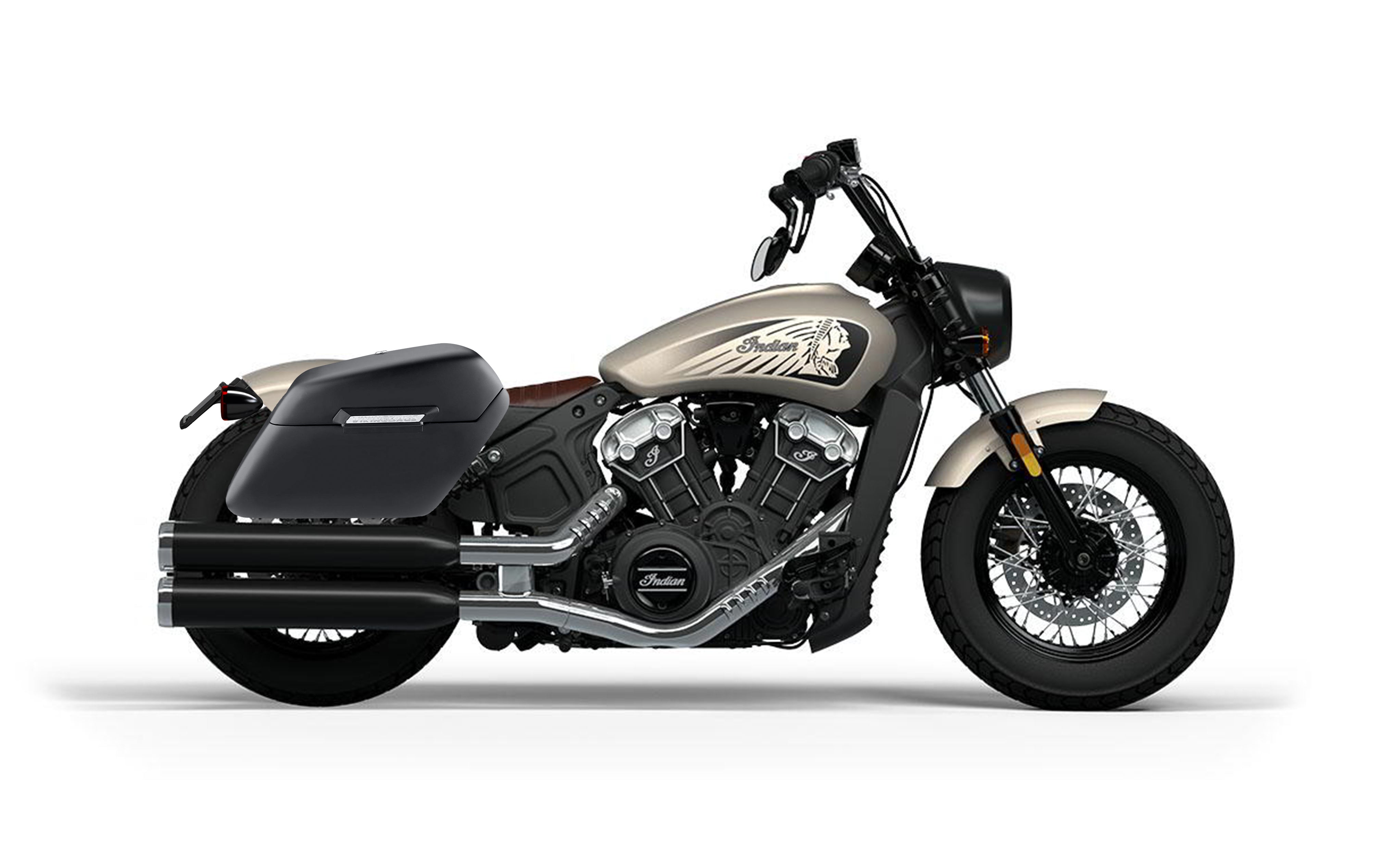 38L - Baldur XL Shock-Cutout Indian Scout Bobber Twenty Matte Hard Saddlebags Bag on Bike @expand