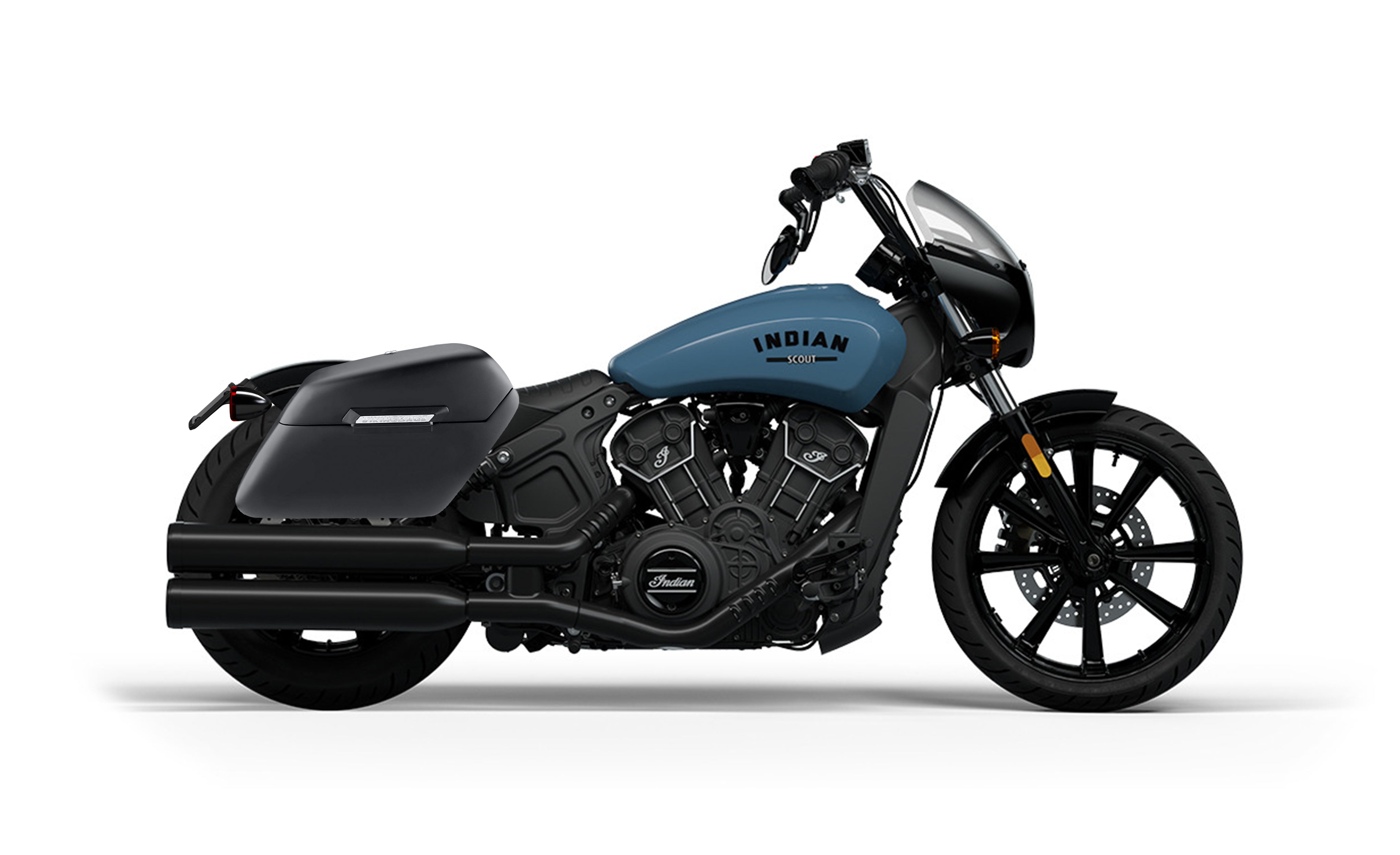 38L - Baldur XL Shock-Cutout Indian Scout Rogue Sixty Matte Hard Saddlebags Bag on Bike @expand