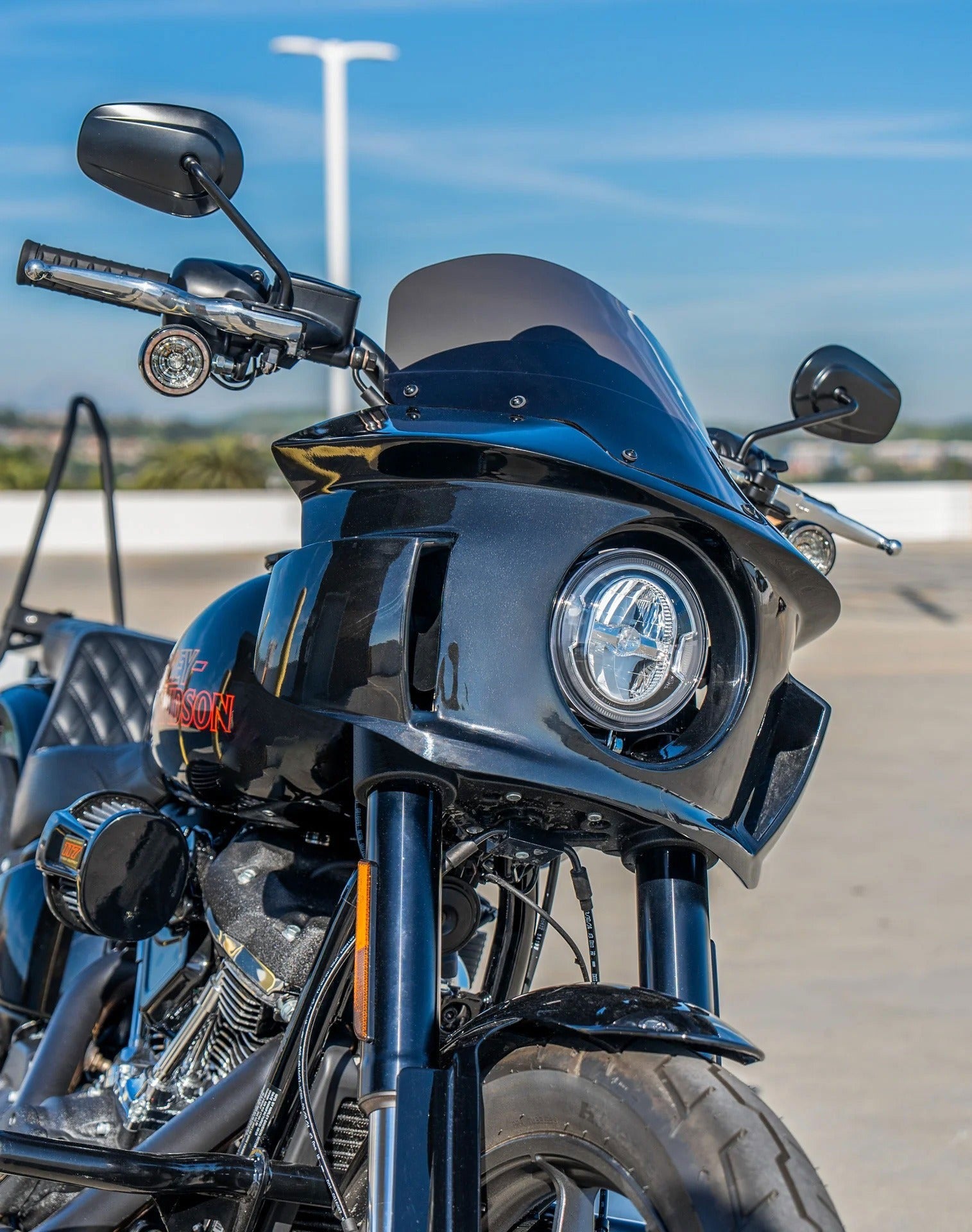 Viking Darkin Motorcycle Fairing For Harley Softail Low Rider S FXLRS Gloss Black Lifestyle