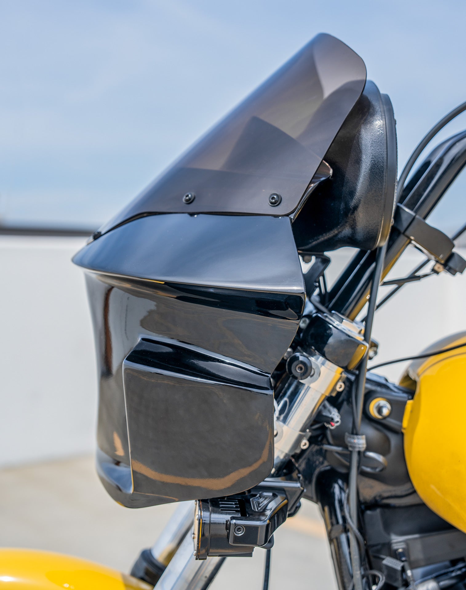 Viking Darkin Motorcycle Fairing for Harley Softail Super Glide FXD Gloss Black Lifestyle