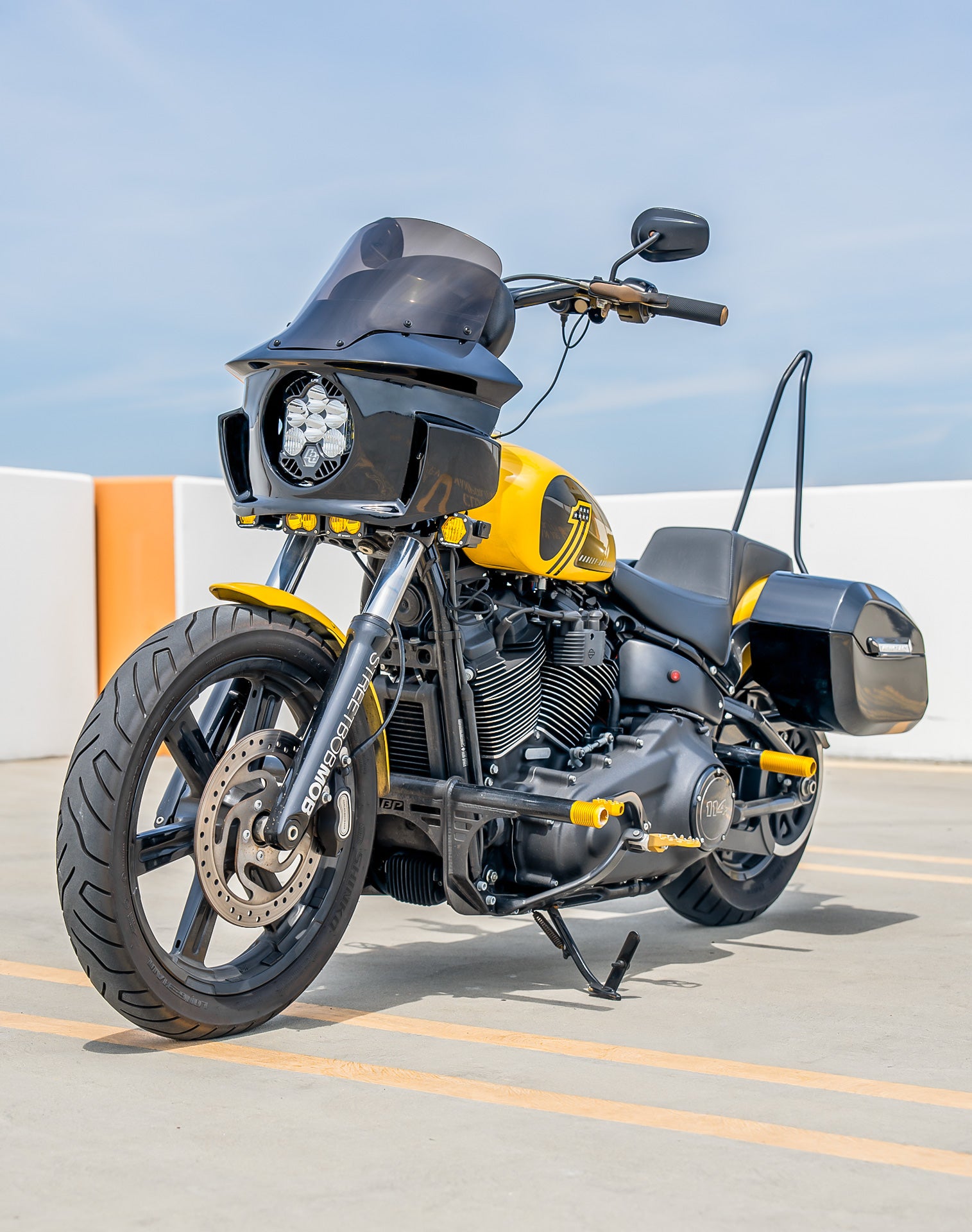 Viking Darkin Motorcycle Fairing for Harley Softail Super Glide FXD Gloss Black Lifestyle