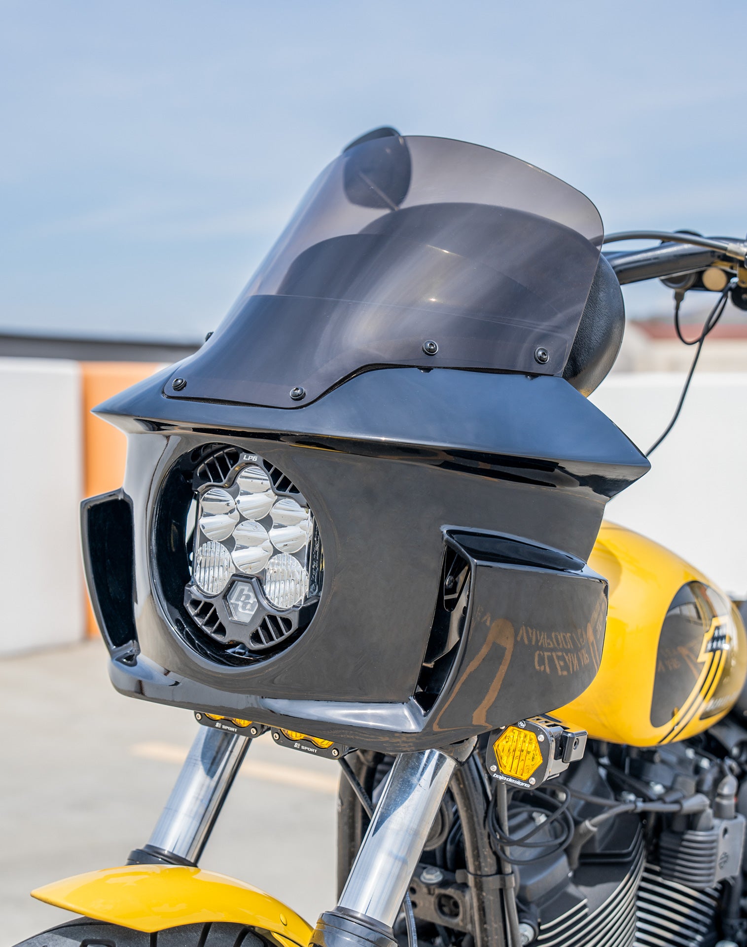 Viking Darkin Motorcycle Fairing for Harley Softail Super Glide FXD Gloss Black Lifestyle