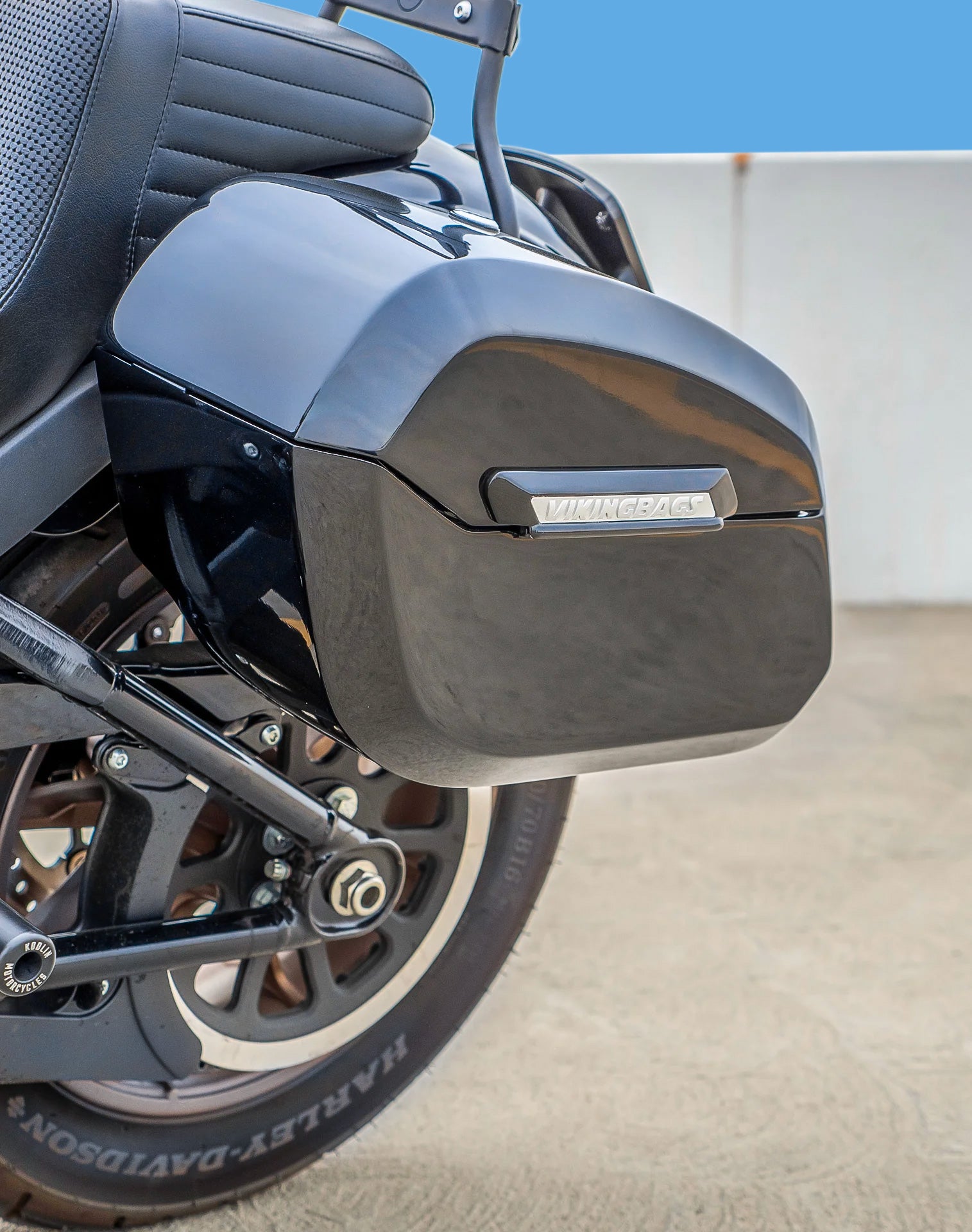 32L - Darkin Large Quick Mount Painted Hard Saddlebags for 2025+ Harley Softail Low Rider S FXLRS Vertical Lifestyle