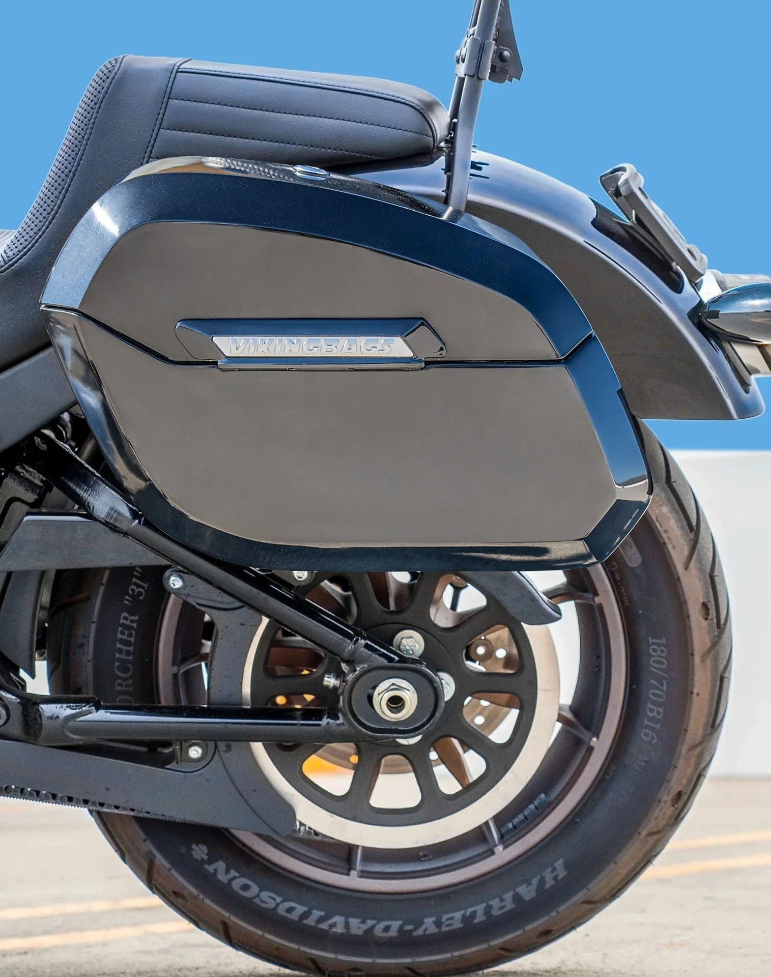 32L - Darkin Large Quick Mount Painted Hard Saddlebags for 2025+ Harley Softail Low Rider S FXLRS Vertical Lifestyle