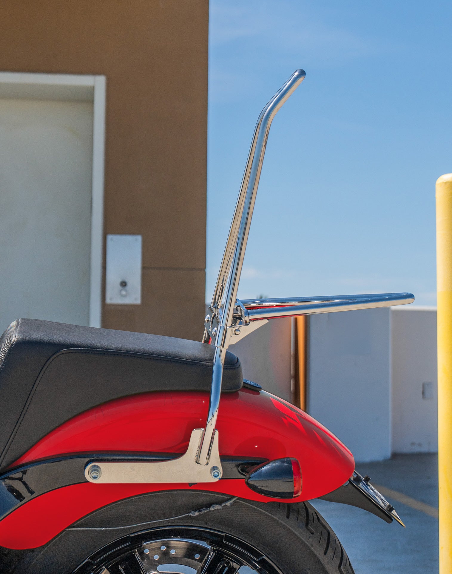 Iron Born Blade 25" Sissy Bar w/ Foldable Luggage Rack for Harley Softail Street Bob Chrome v2