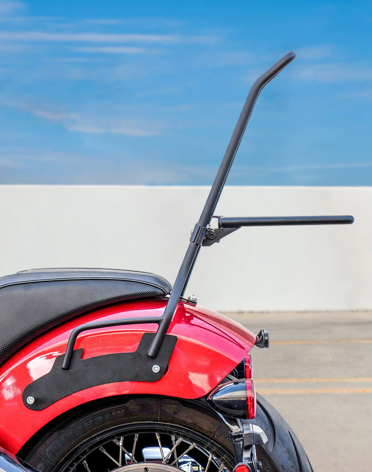 Iron Born Blade 25" Indian Chief Dark Horse (2022+) Sissy Bar with Foldable Luggage Rack Matte Black