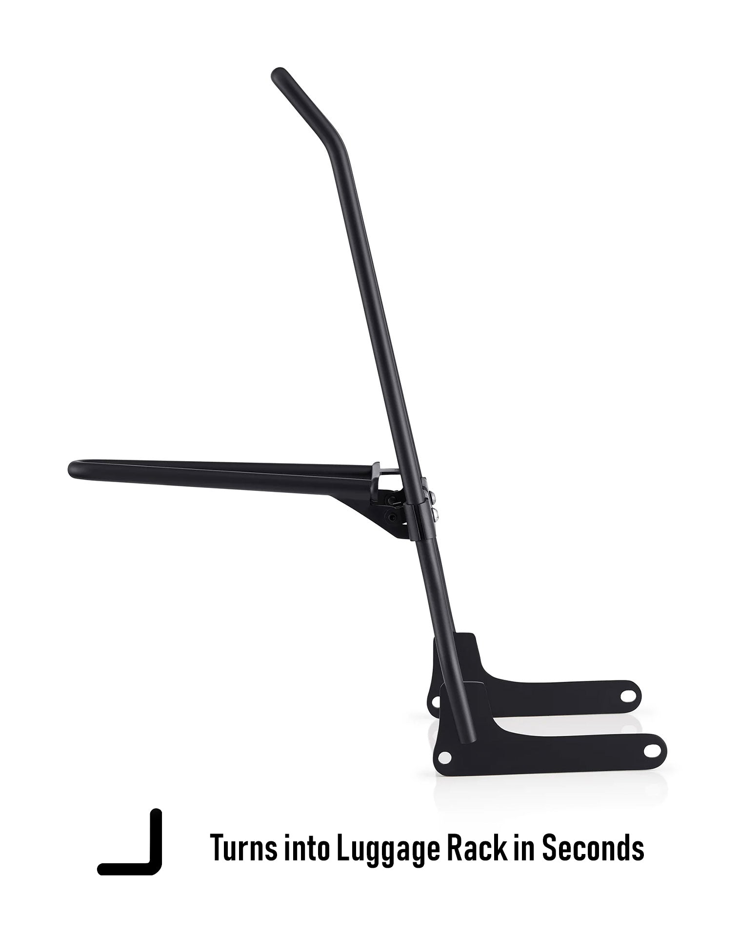 Iron Born Blade 25" Sissy Bar for Wide Seat w/ Foldable Rack for Harley Softail Deadwood Matte Black Turns into Luggage Racks in Seconds